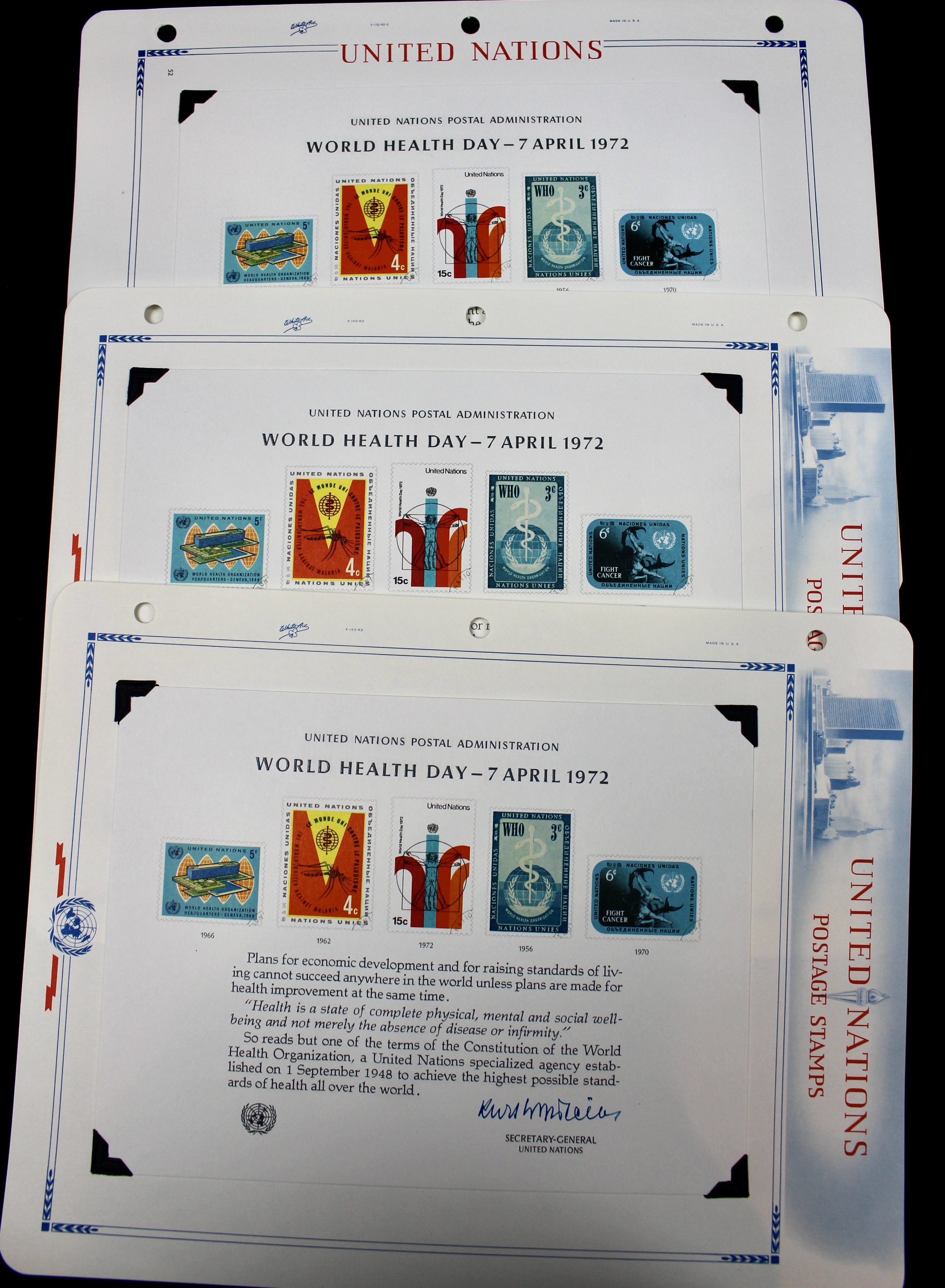 United Nations Postage Stamps, 1950s to 1990s