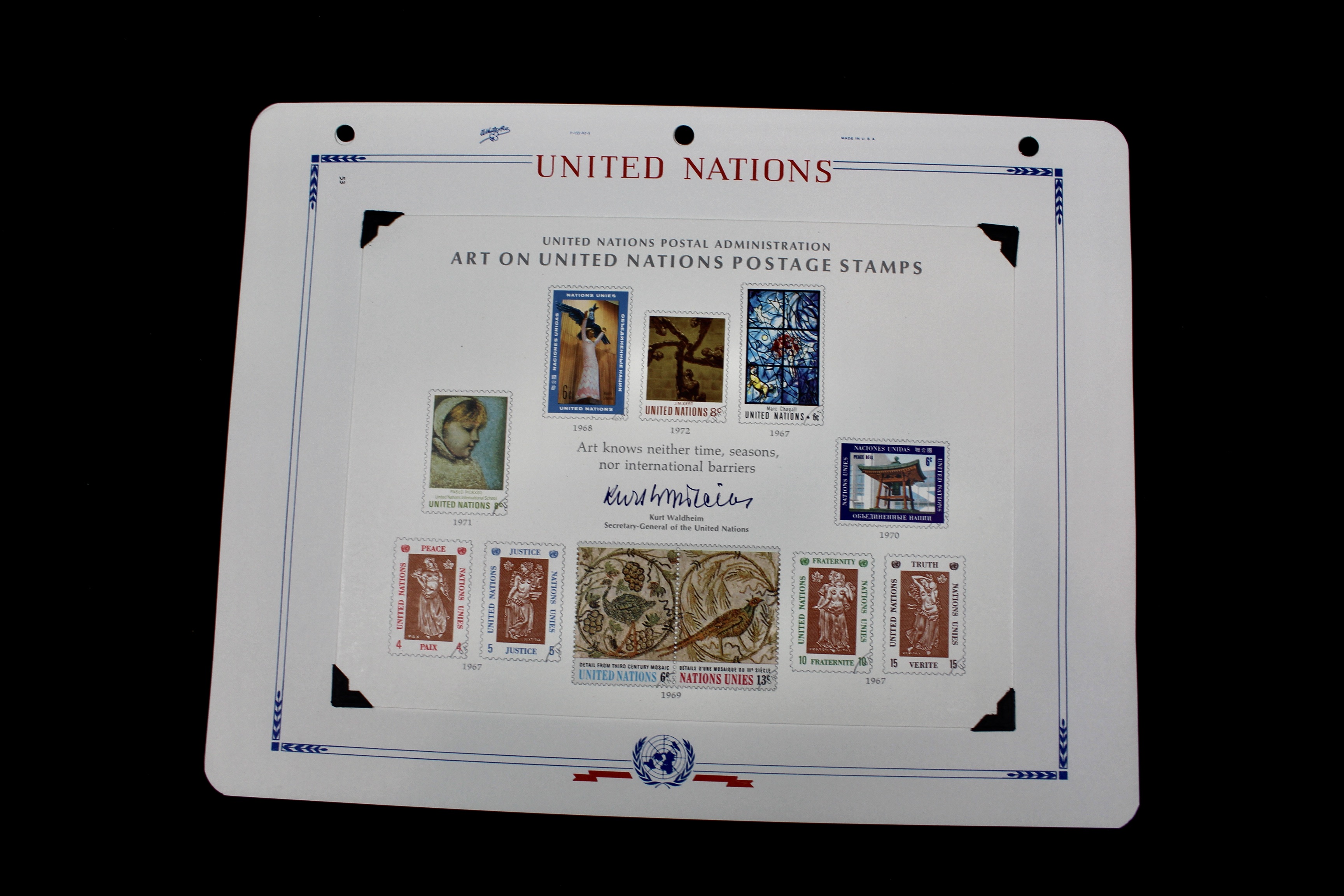 United Nations Postage Stamps, 1950s to 1990s