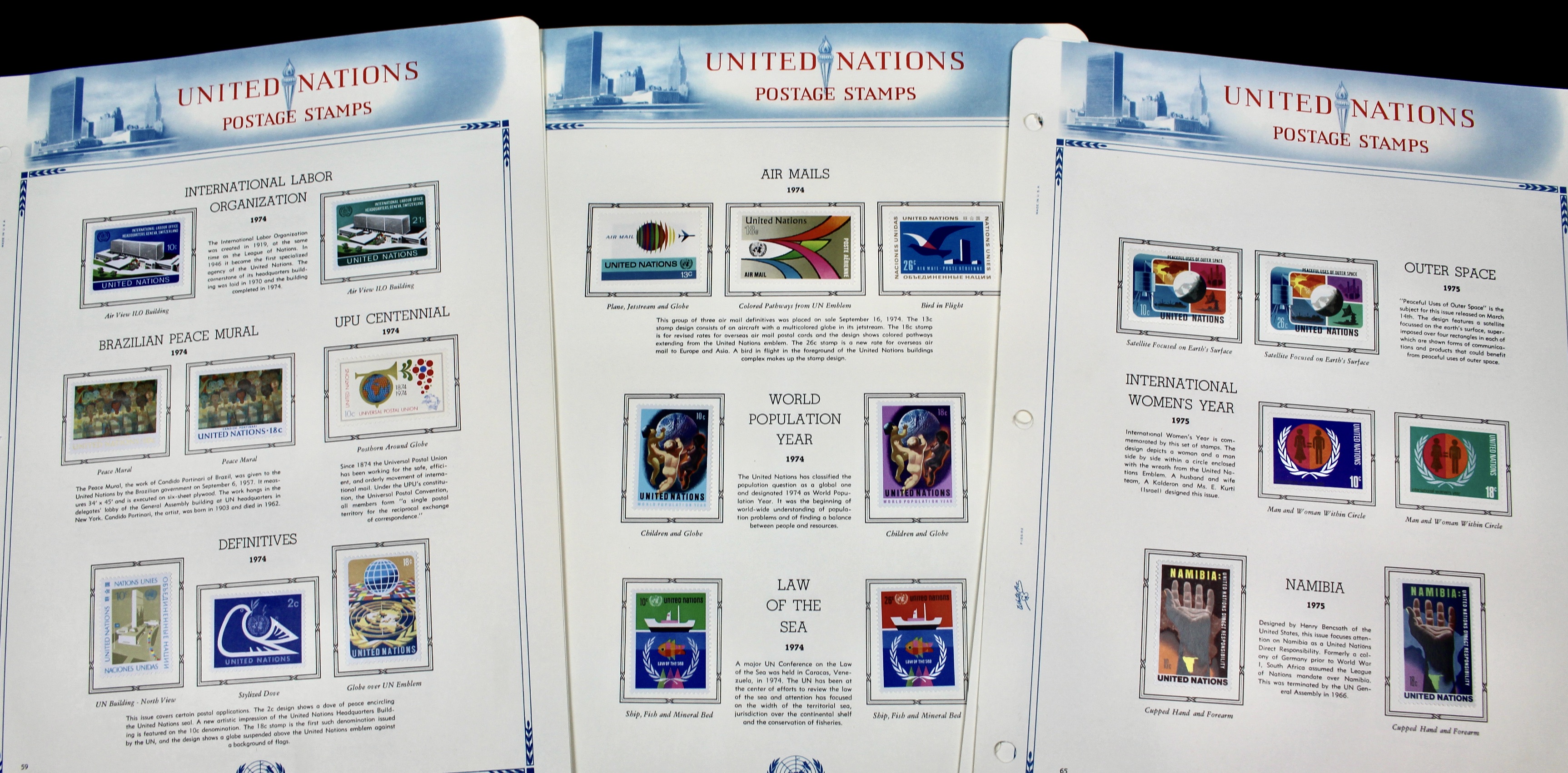 United Nations Postage Stamps, 1950s to 1990s