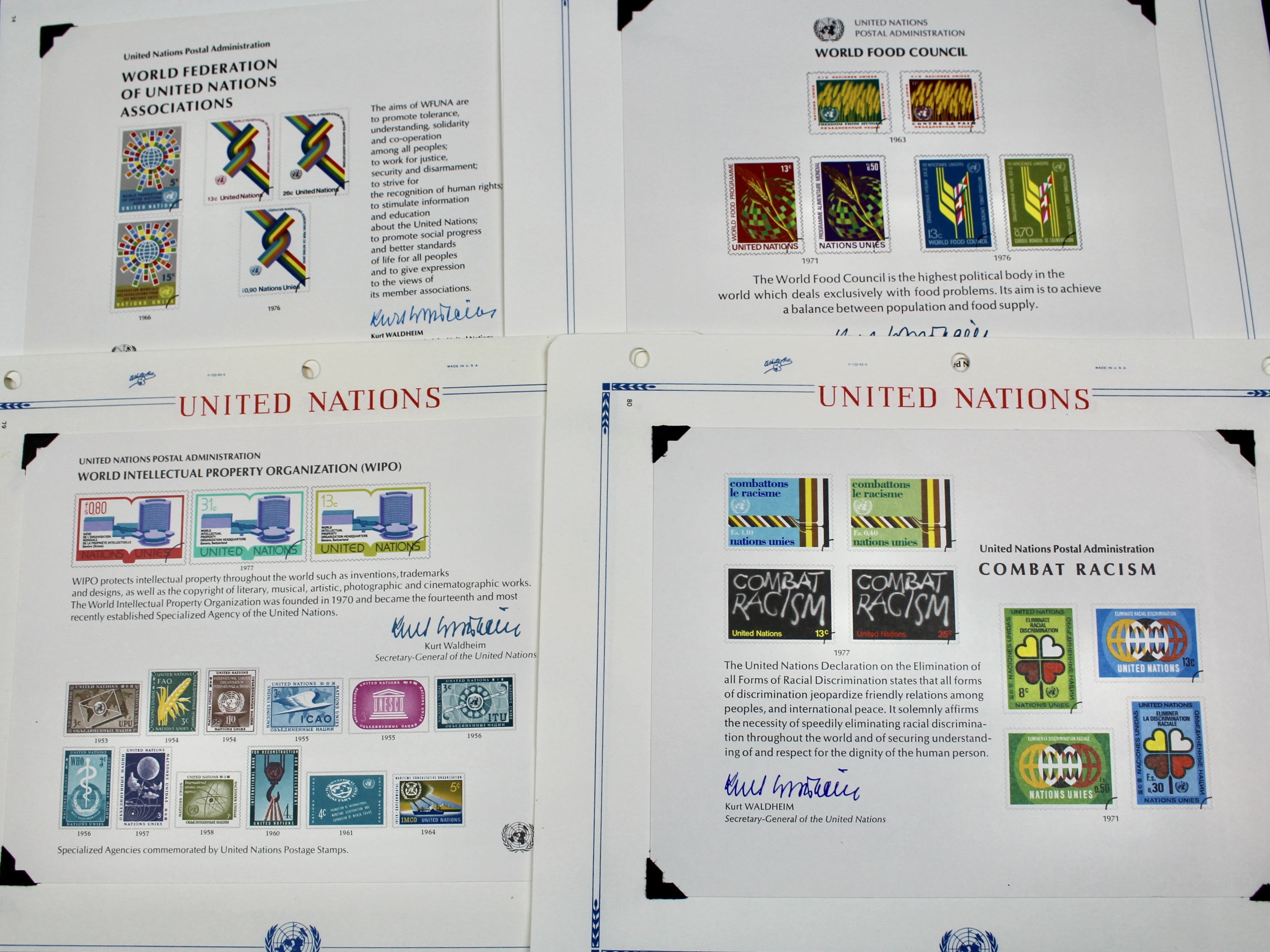United Nations Postage Stamps, 1950s to 1990s