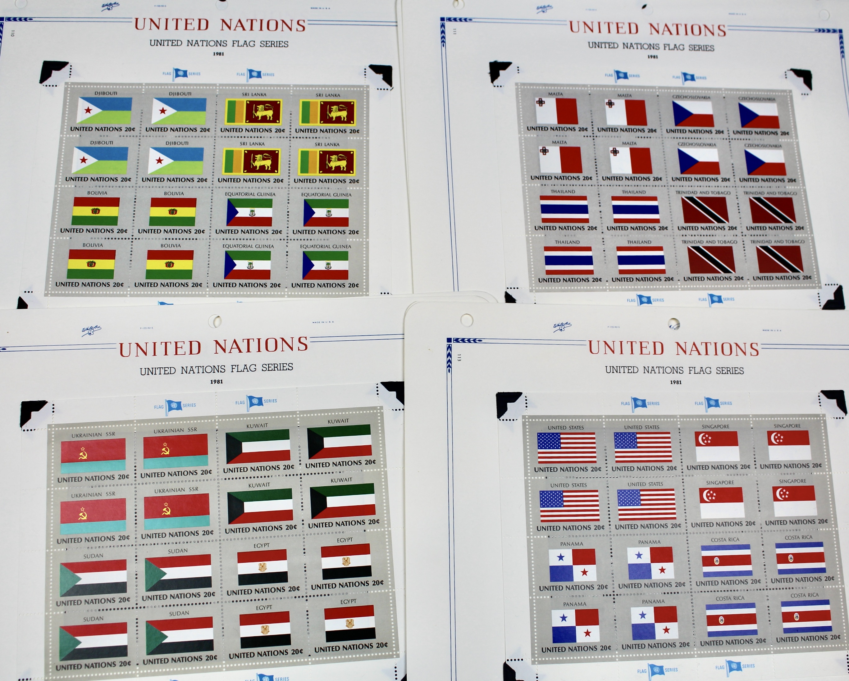 United Nations Postage Stamps, 1950s to 1990s
