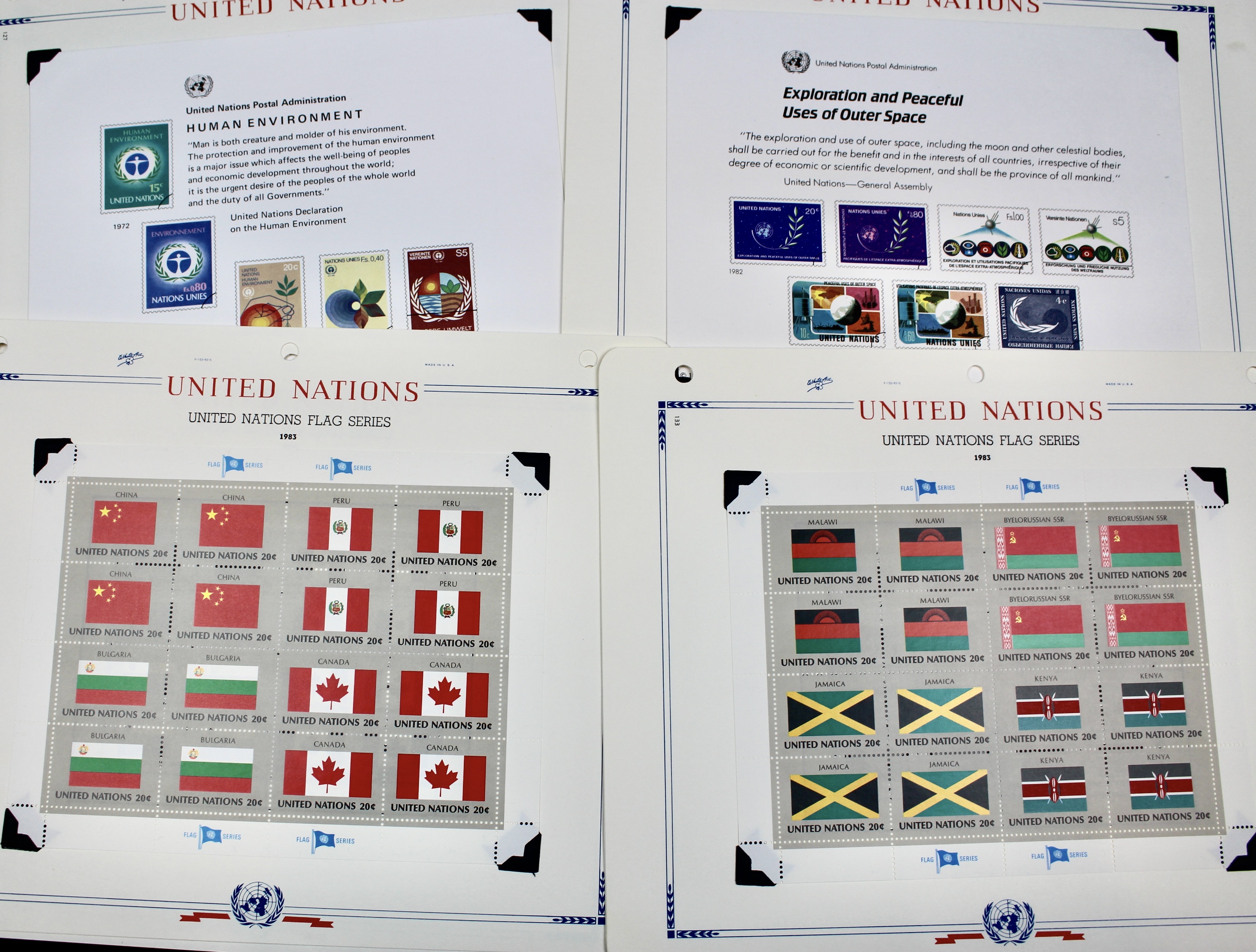 United Nations Postage Stamps, 1950s to 1990s