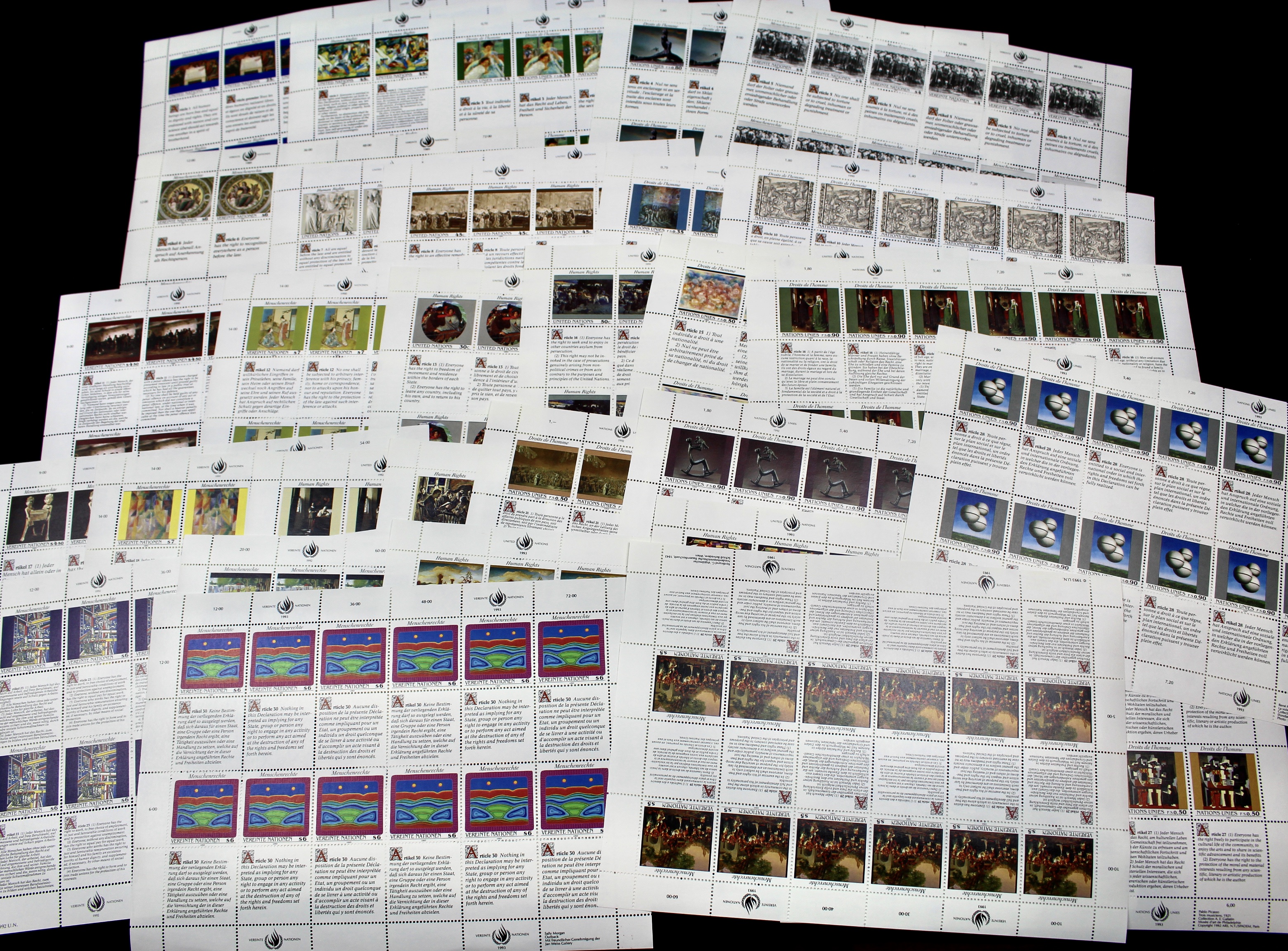 United Nations Postage Stamps, 1950s to 1990s