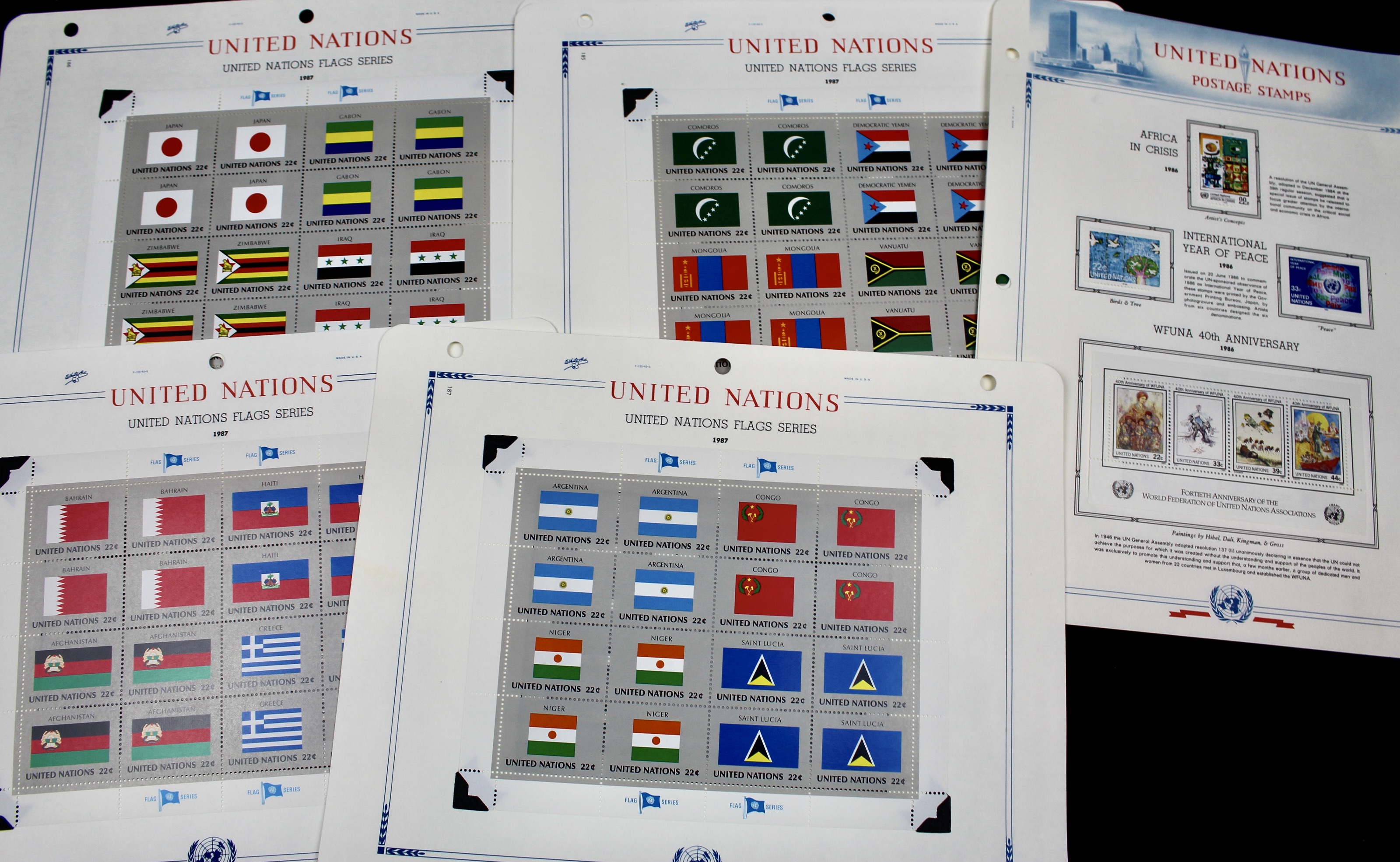 United Nations Postage Stamps, 1950s to 1990s