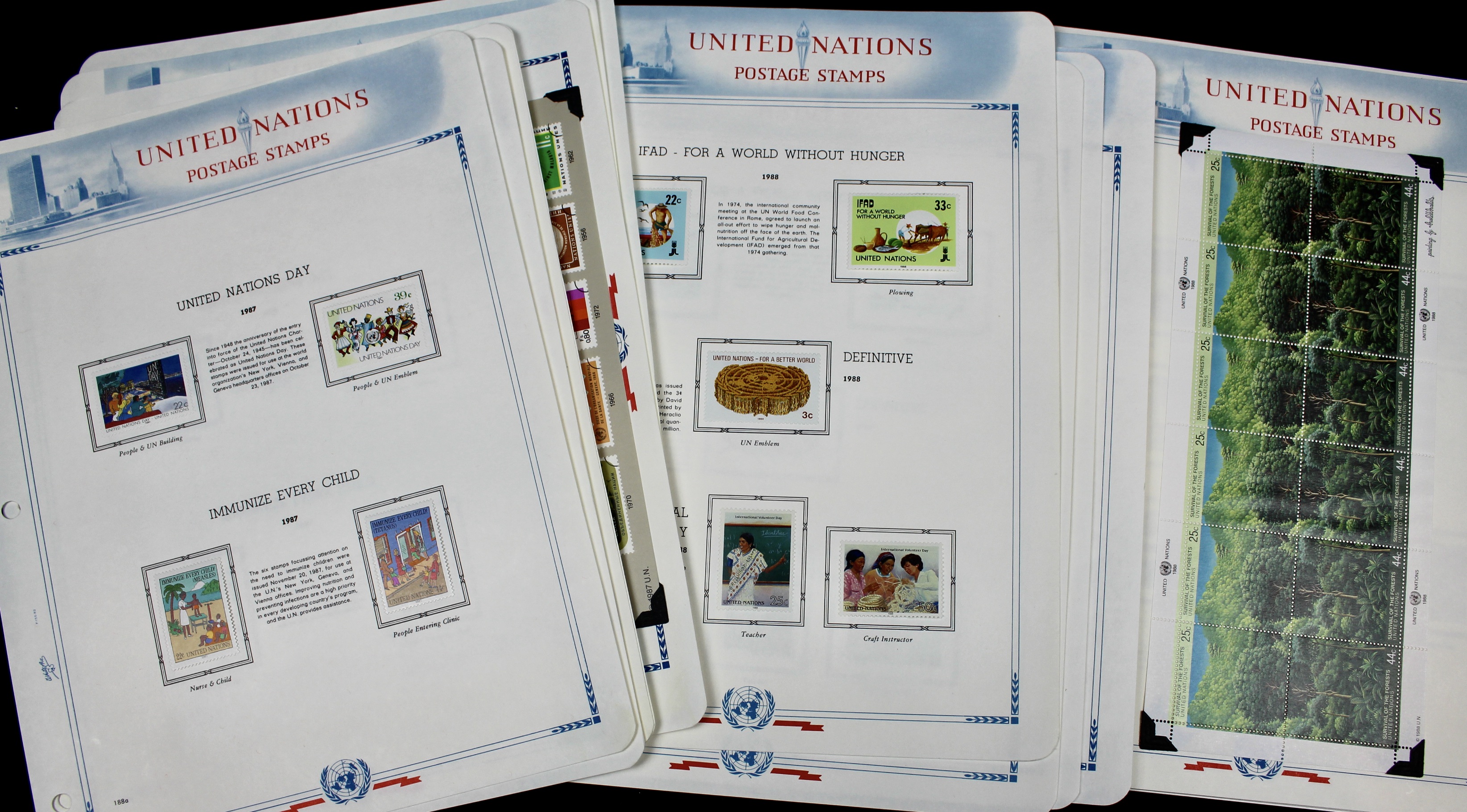 United Nations Postage Stamps, 1950s to 1990s