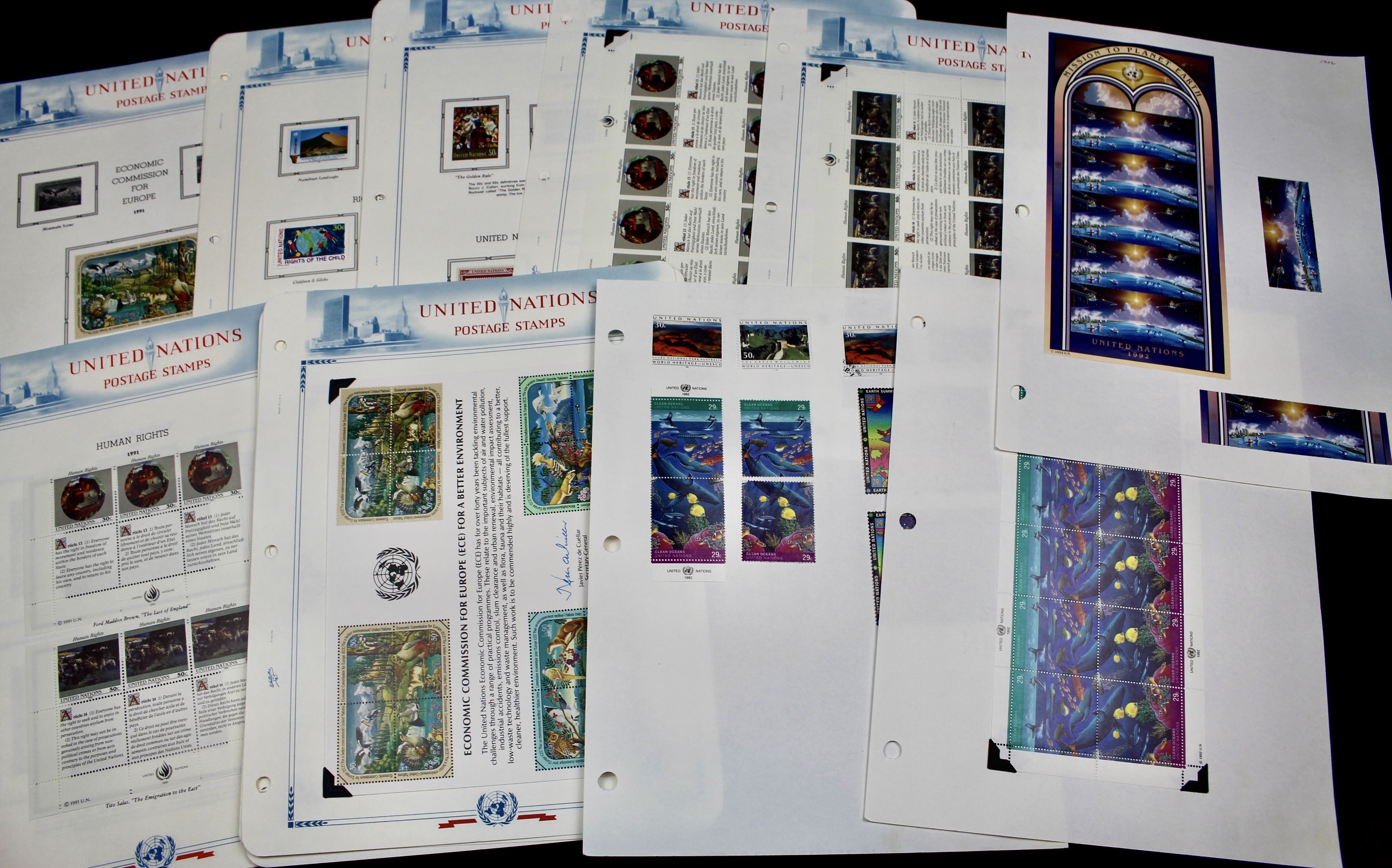 United Nations Postage Stamps, 1950s to 1990s