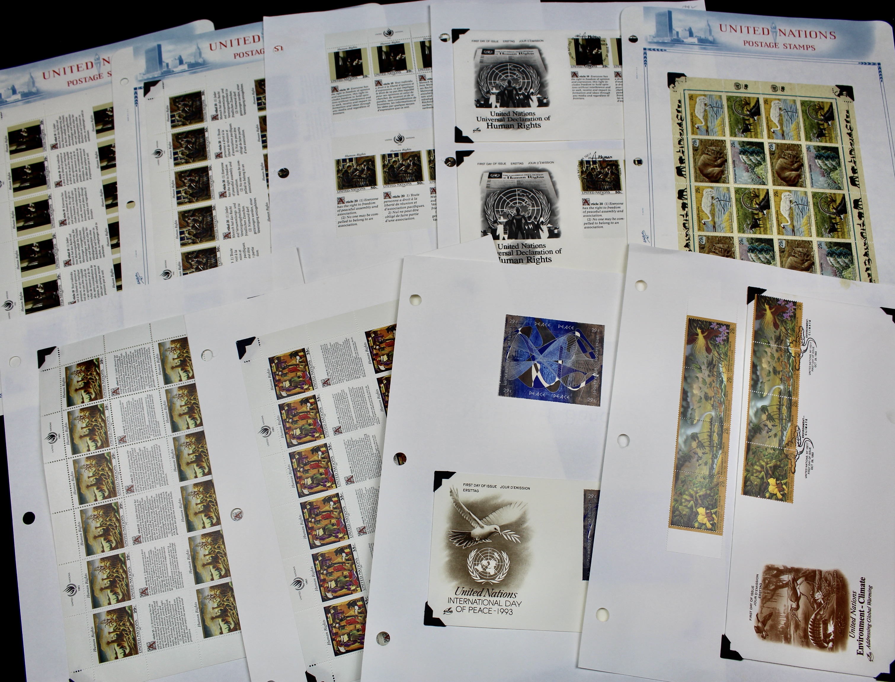 United Nations Postage Stamps, 1950s to 1990s