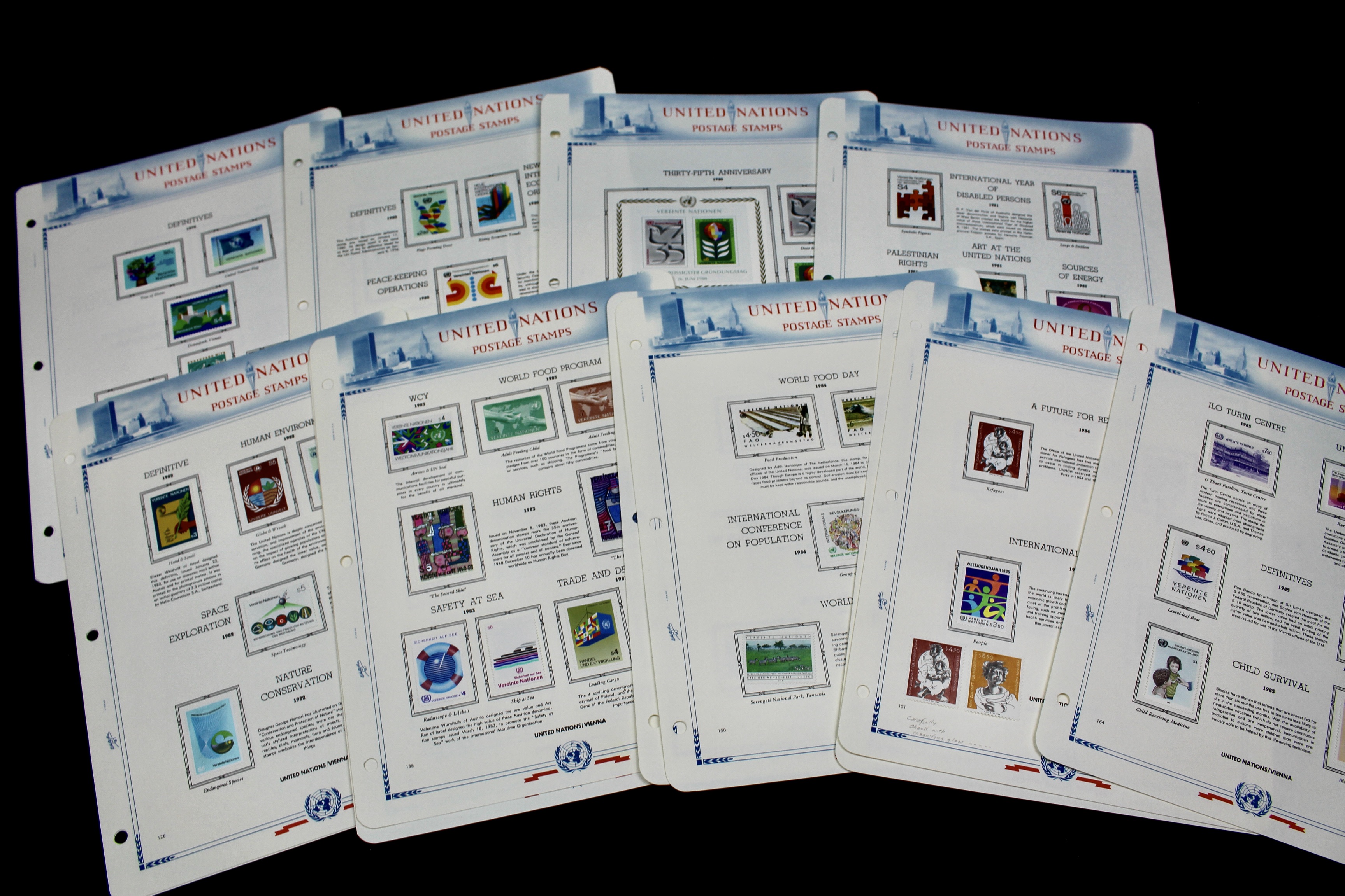 United Nations Postage Stamps, 1950s to 1990s