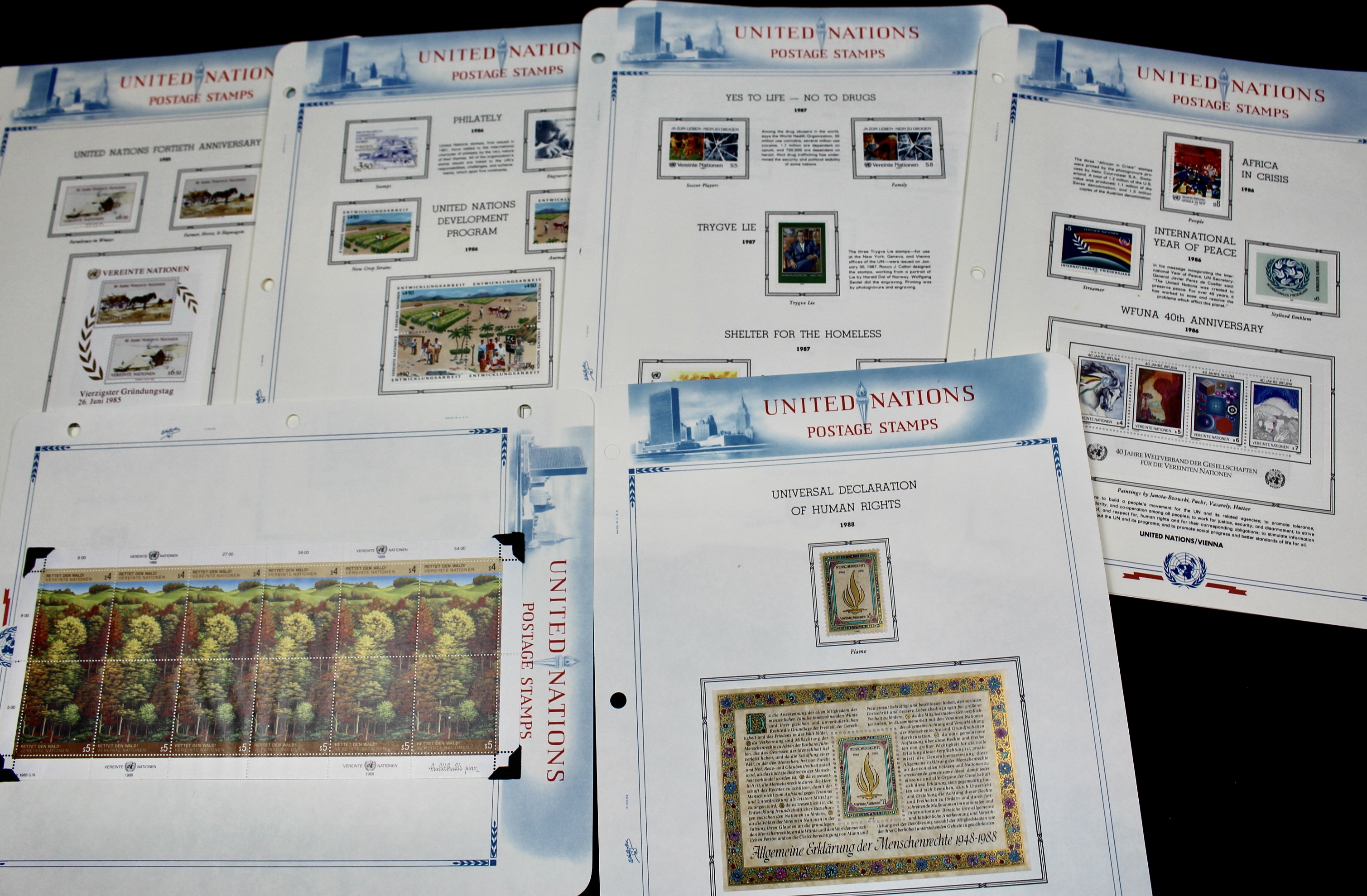 United Nations Postage Stamps, 1950s to 1990s