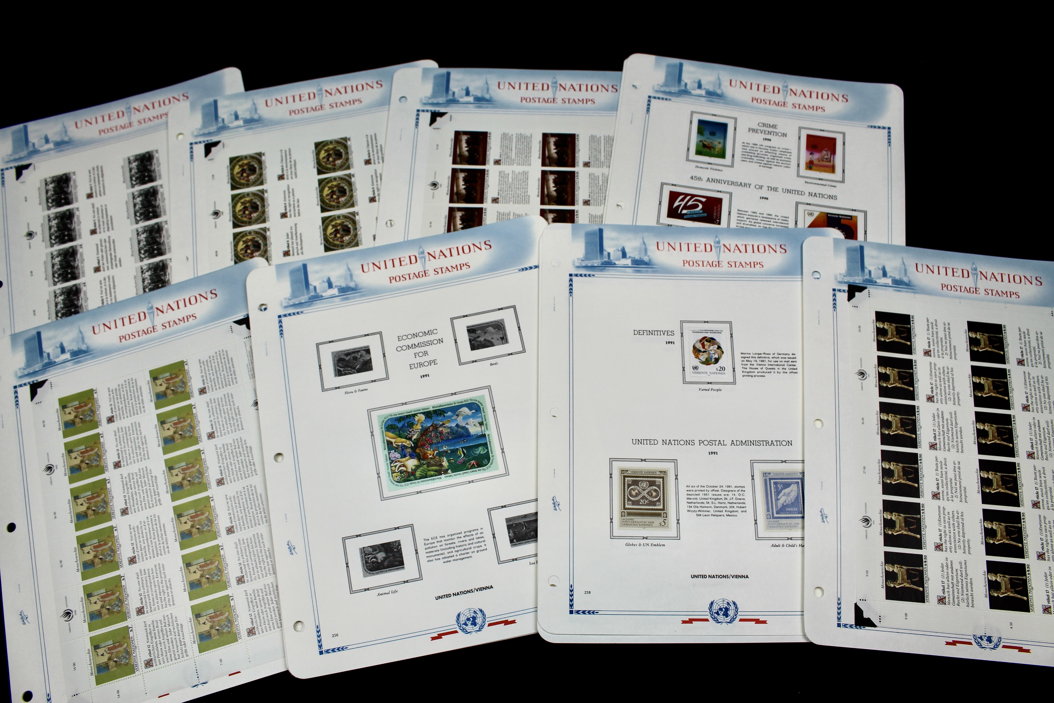 United Nations Postage Stamps, 1950s to 1990s