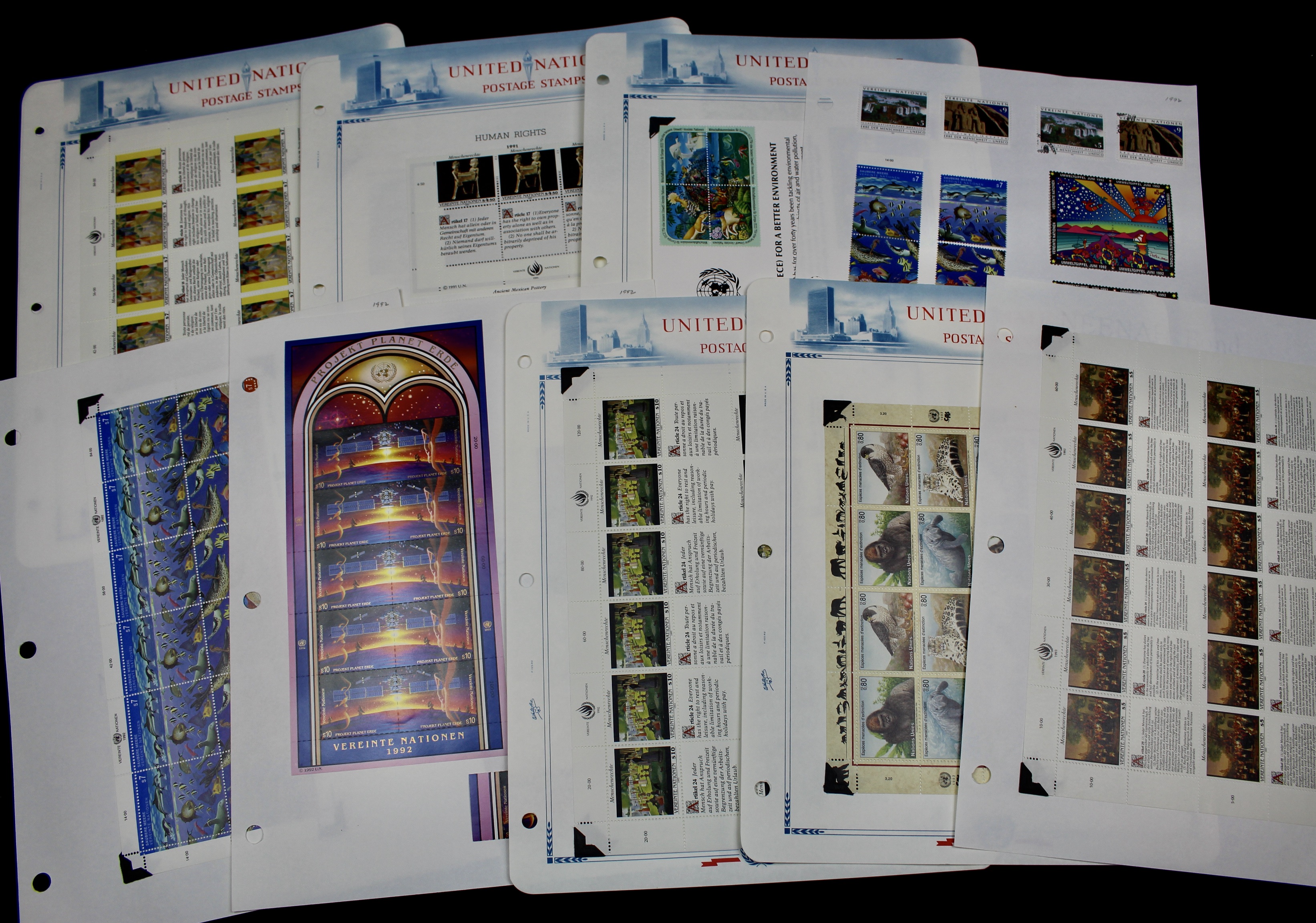 United Nations Postage Stamps, 1950s to 1990s