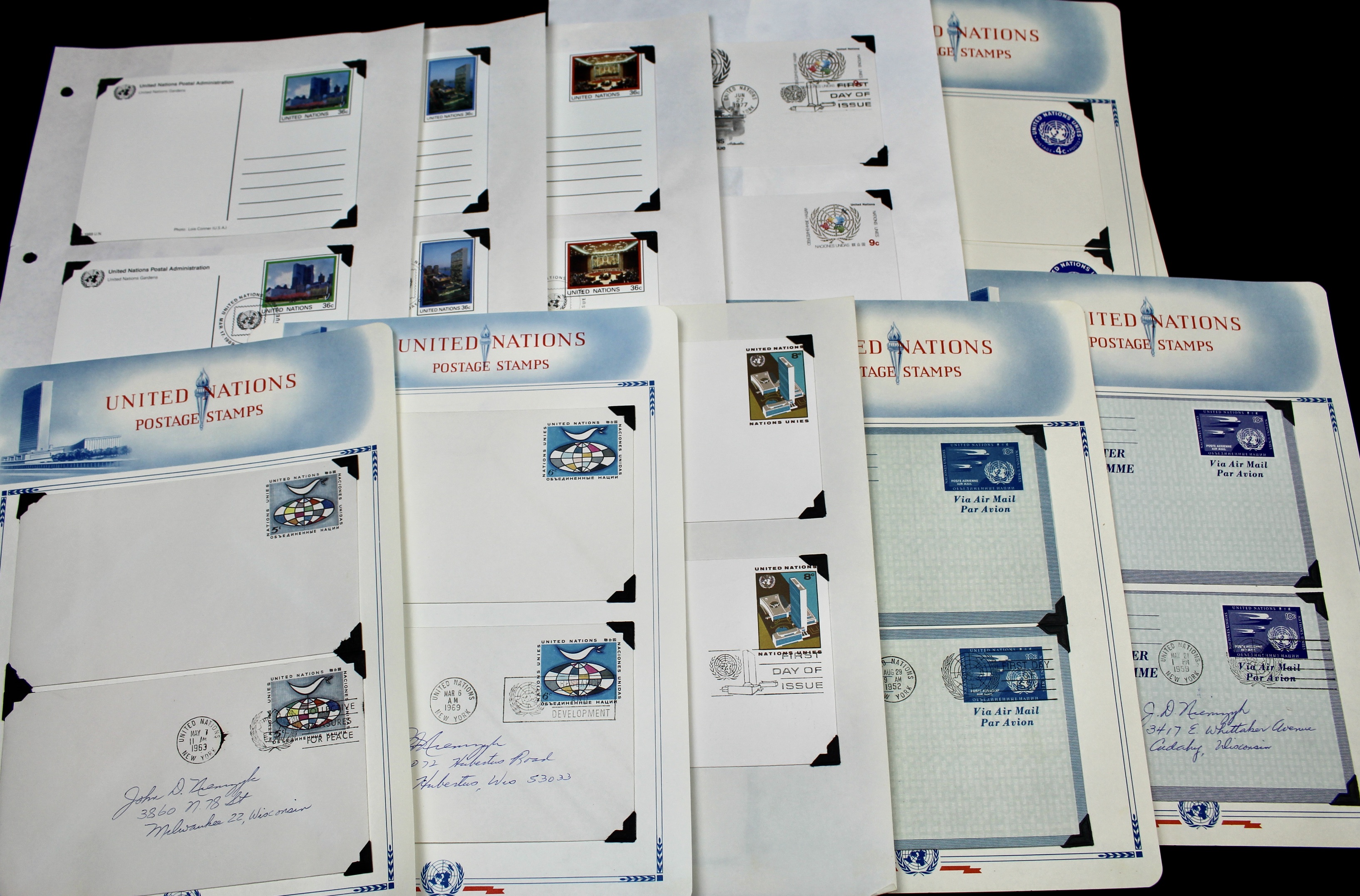 United Nations Postage Stamps, 1950s to 1990s