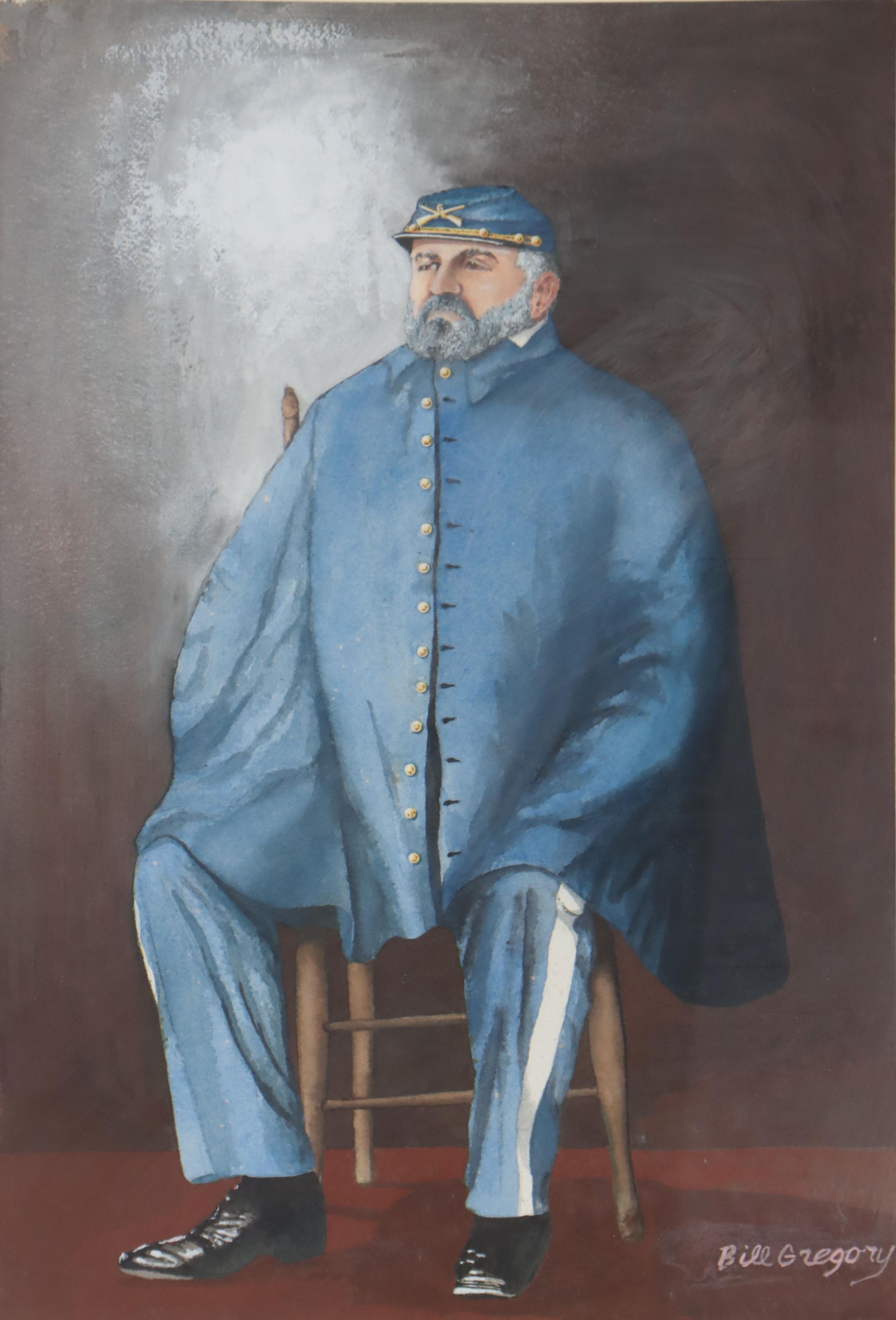 Bill Gregory Portrait Watercolor Painting of Civil War Union "General Thomas"