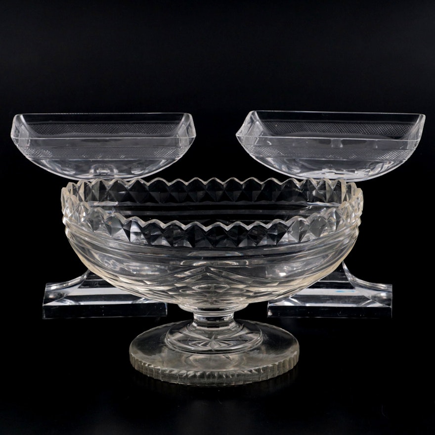 Victorian Style Cut Glass Centerpiece Compotes, 20th Century