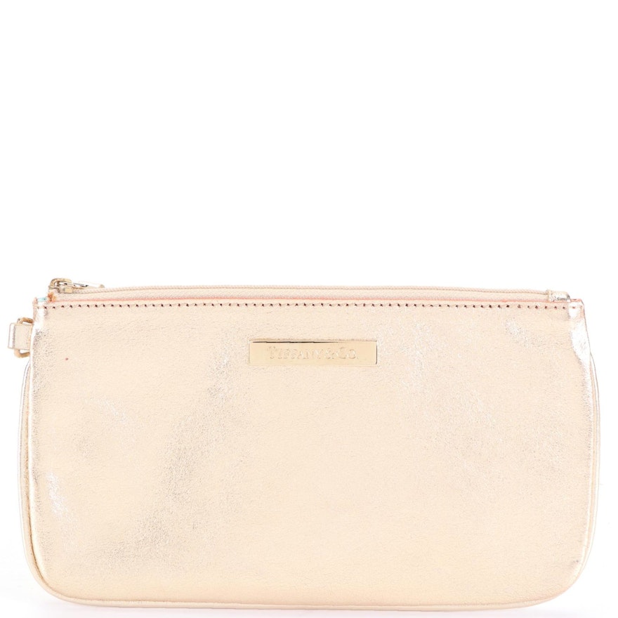 Tiffany & Co. Accessories Pouch in Metallic Gold Leather