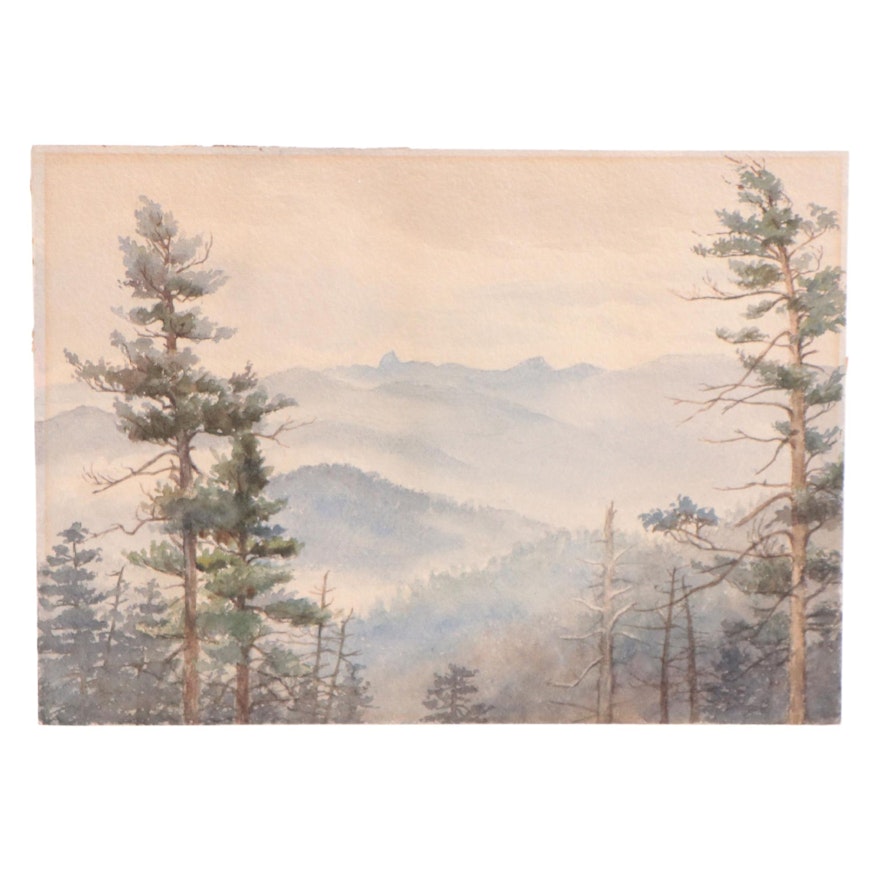 Landscape Watercolor Painting, Late 20th Century