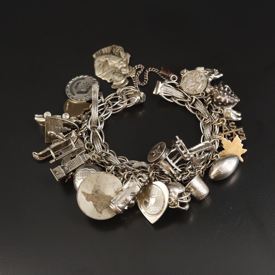 Sterling Multi-Themed Charm Bracelet