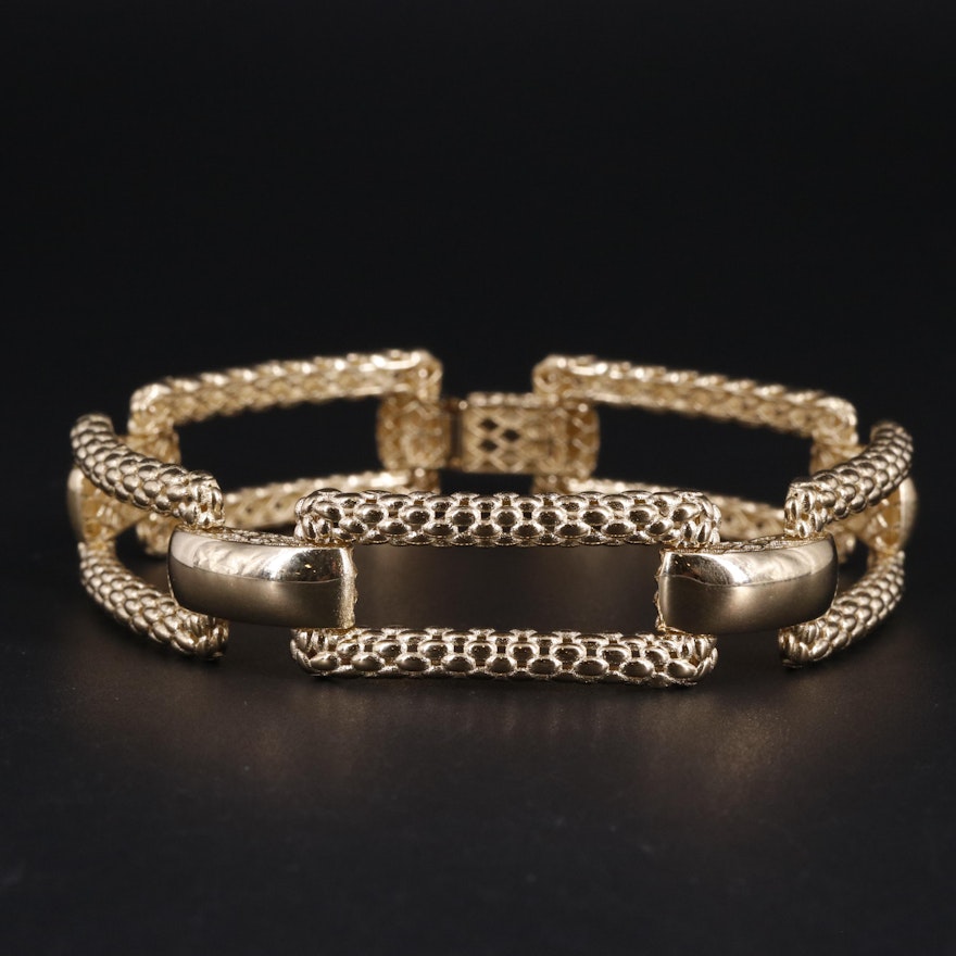 14K Popcorn Link Chain Bracelet