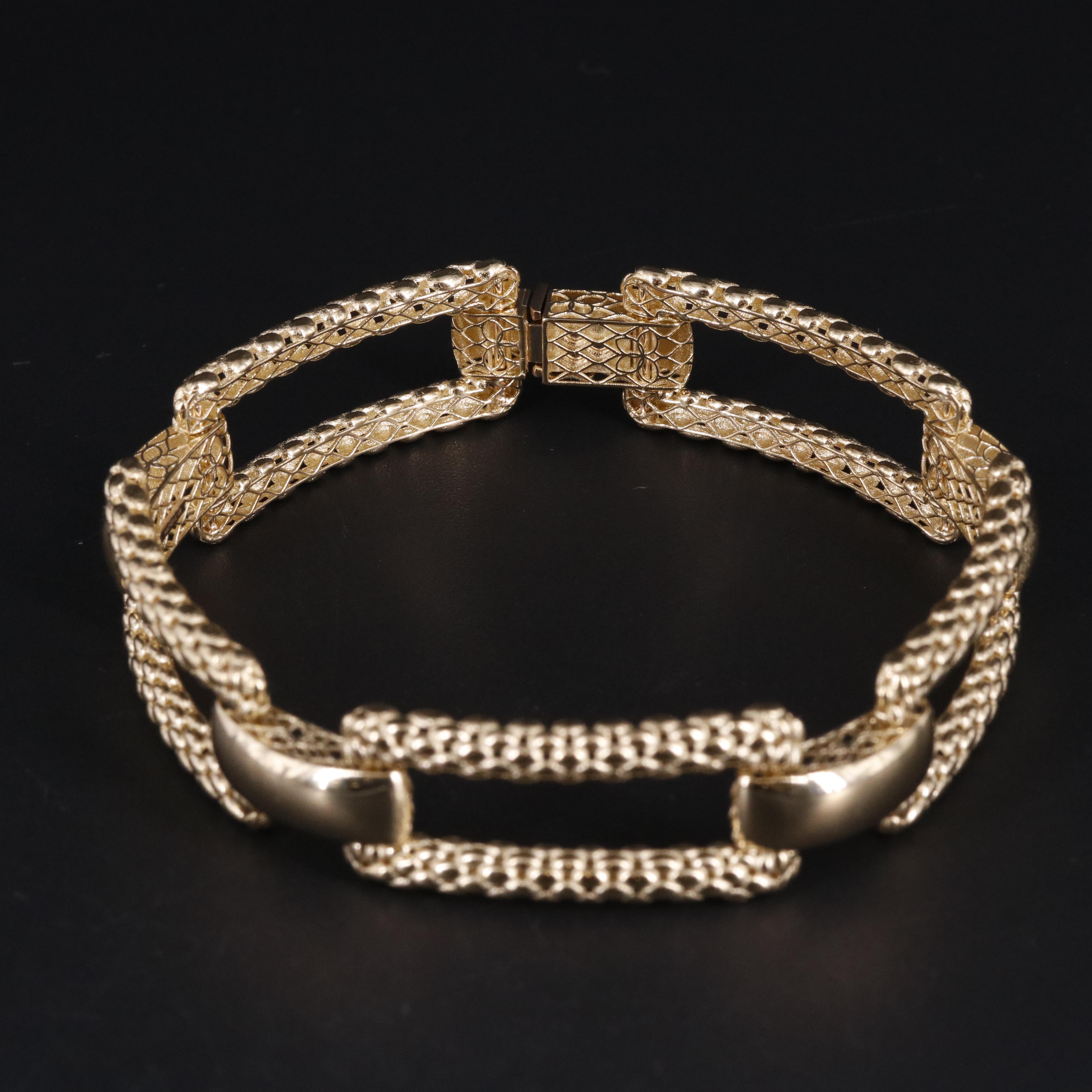 14K Popcorn Link Chain Bracelet