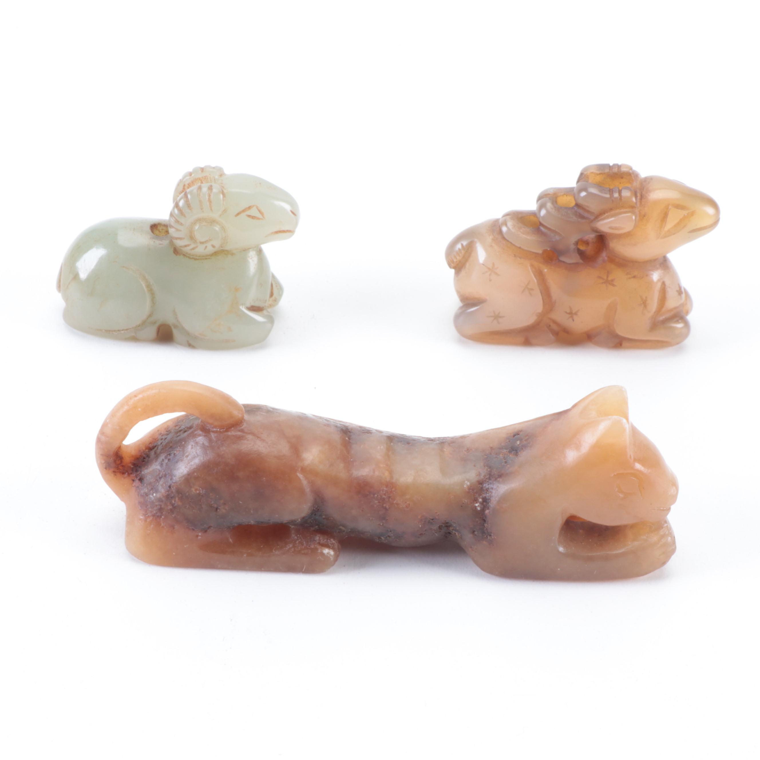 Chinese Carved Serpentine Figures