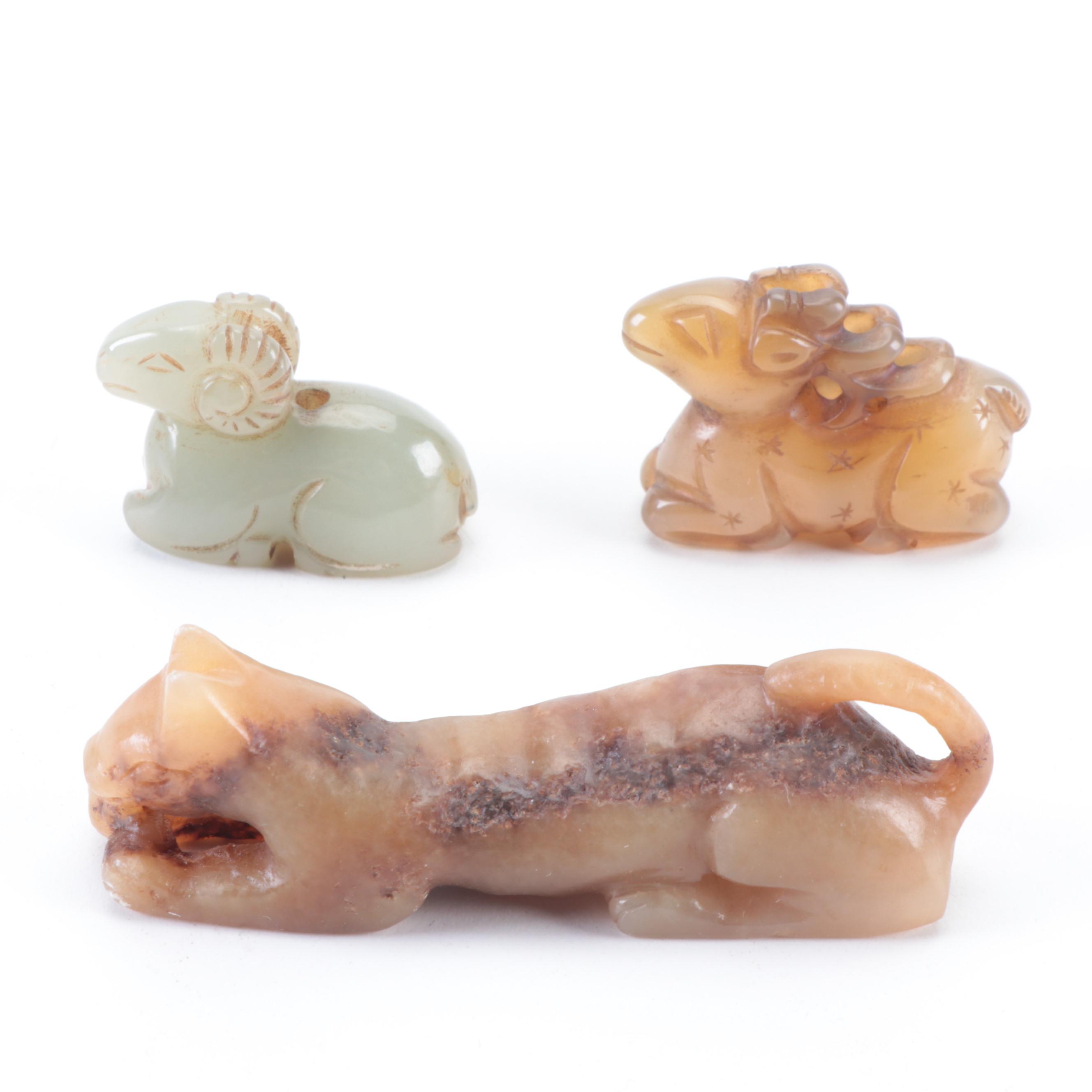 Chinese Carved Serpentine Figures