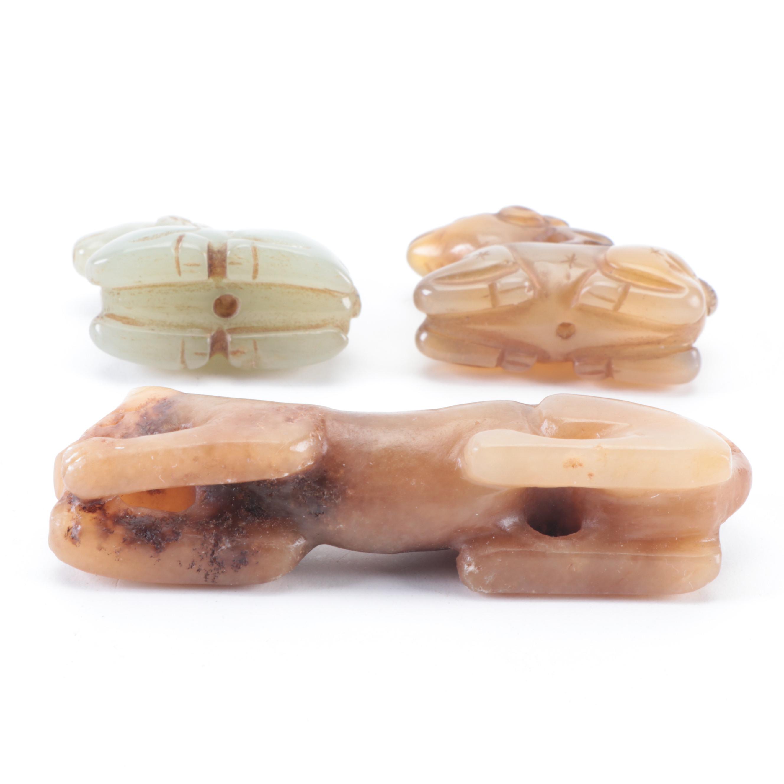 Chinese Carved Serpentine Figures