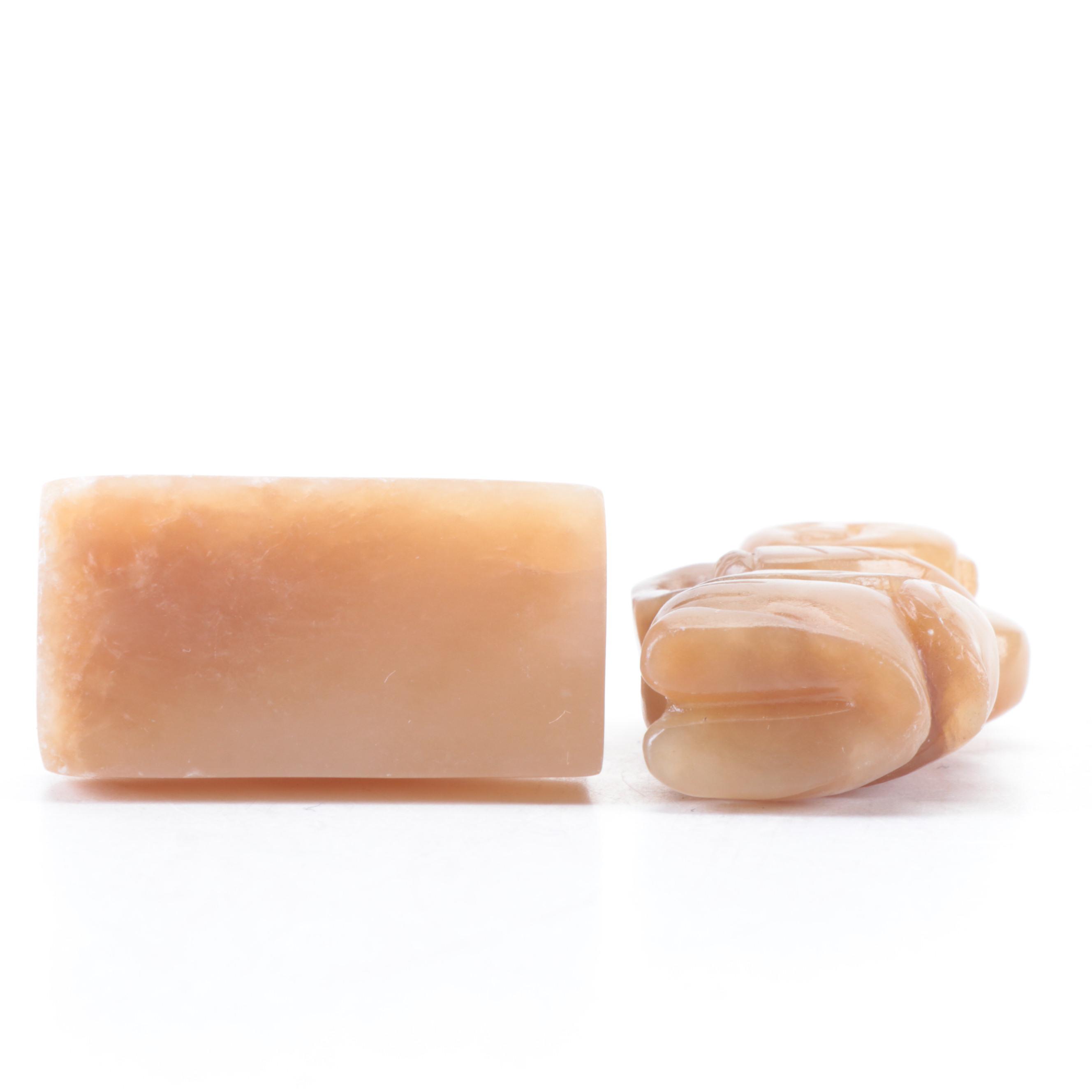 Chinese Carved Serpentine Figures