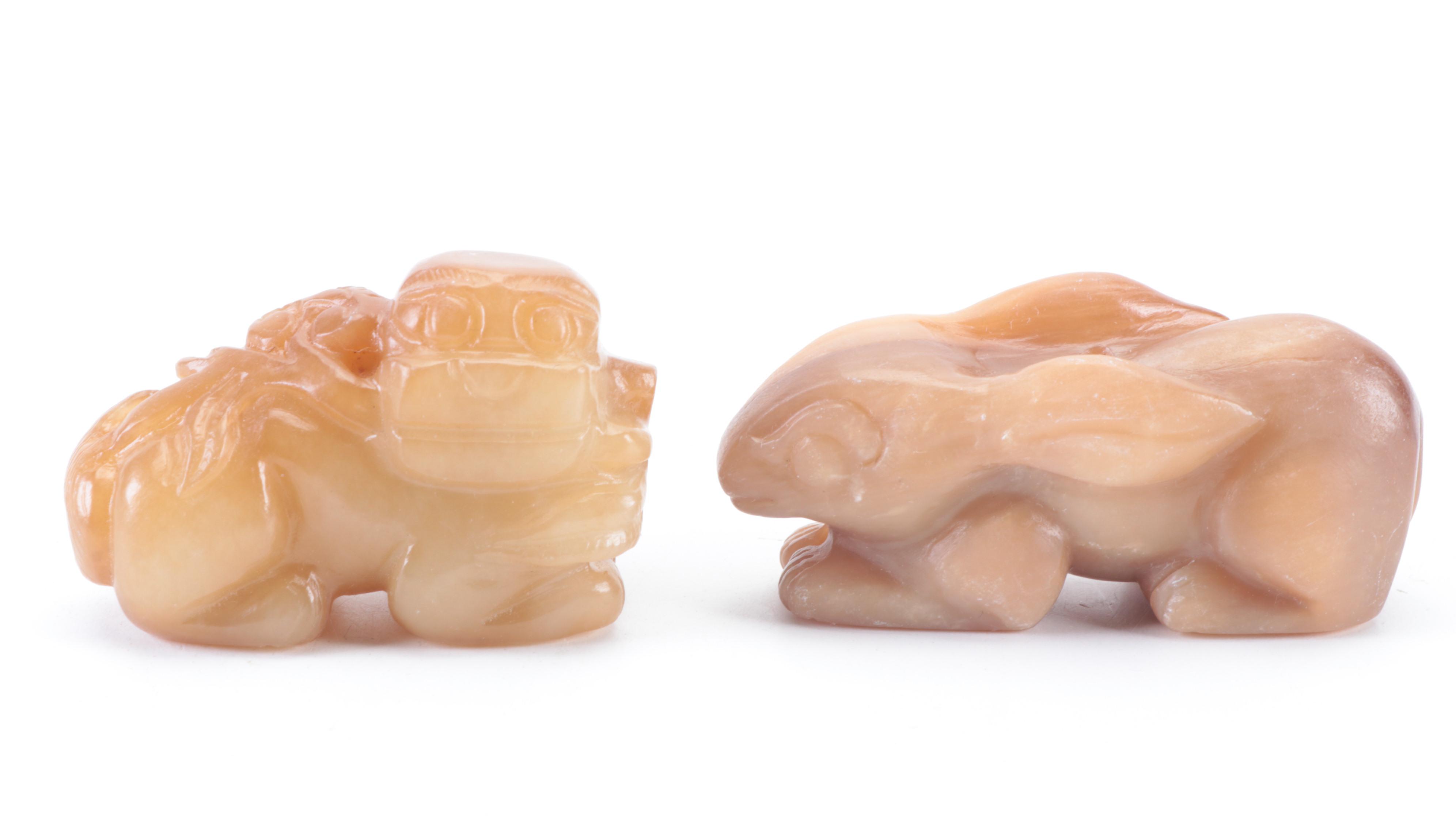 Chinese Carved Serpentine Figures