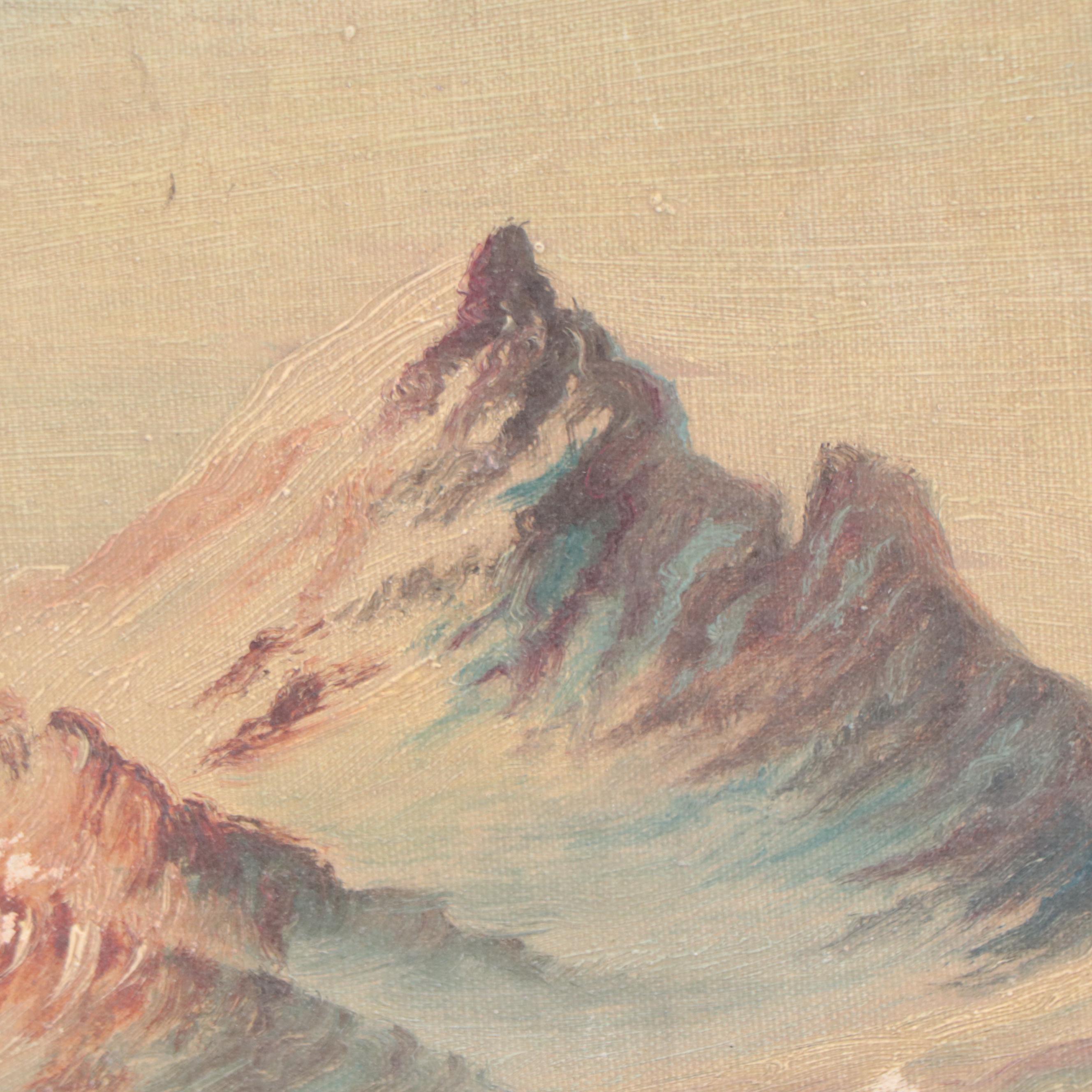 Mountain Lake Landscape Oil Painting