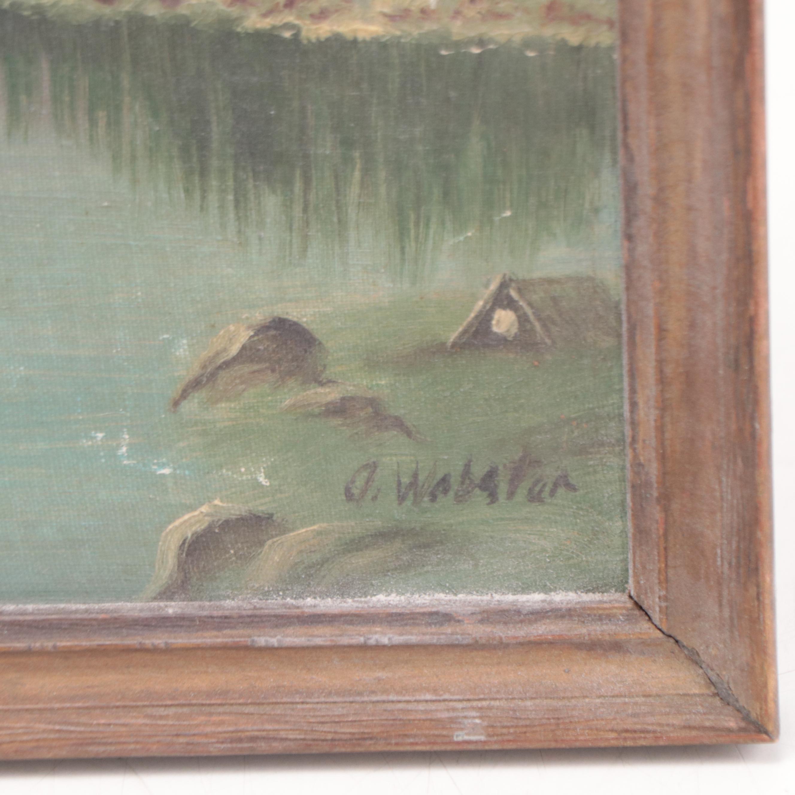 Mountain Lake Landscape Oil Painting