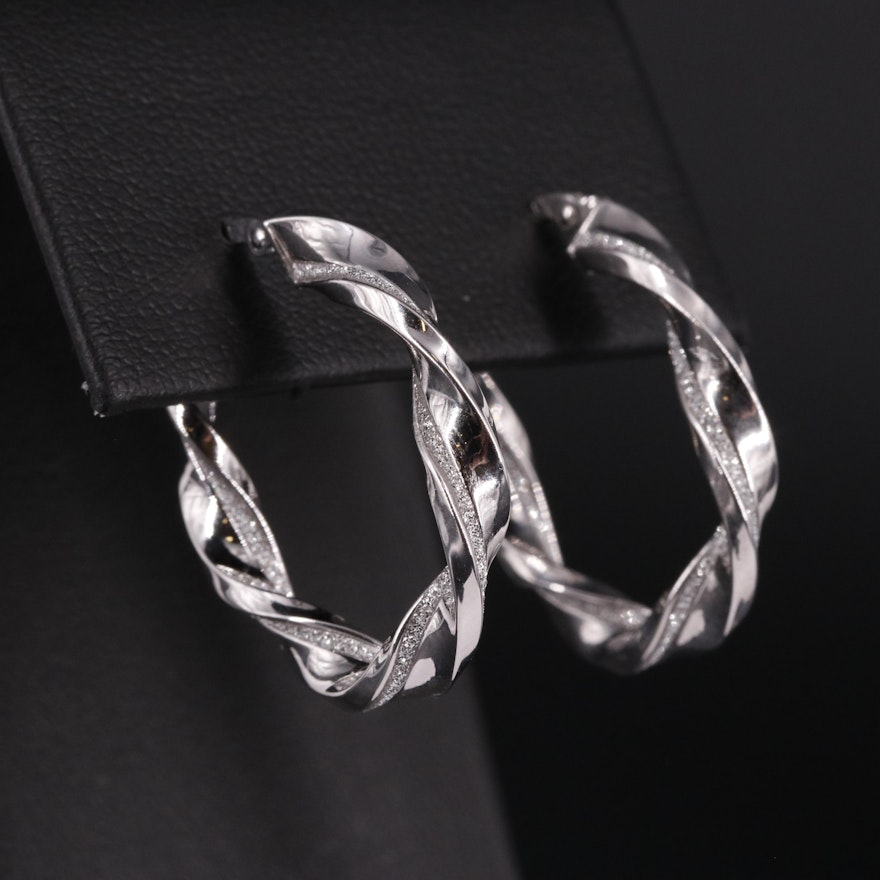 14K Twisted Latch Back Hoop Earrings