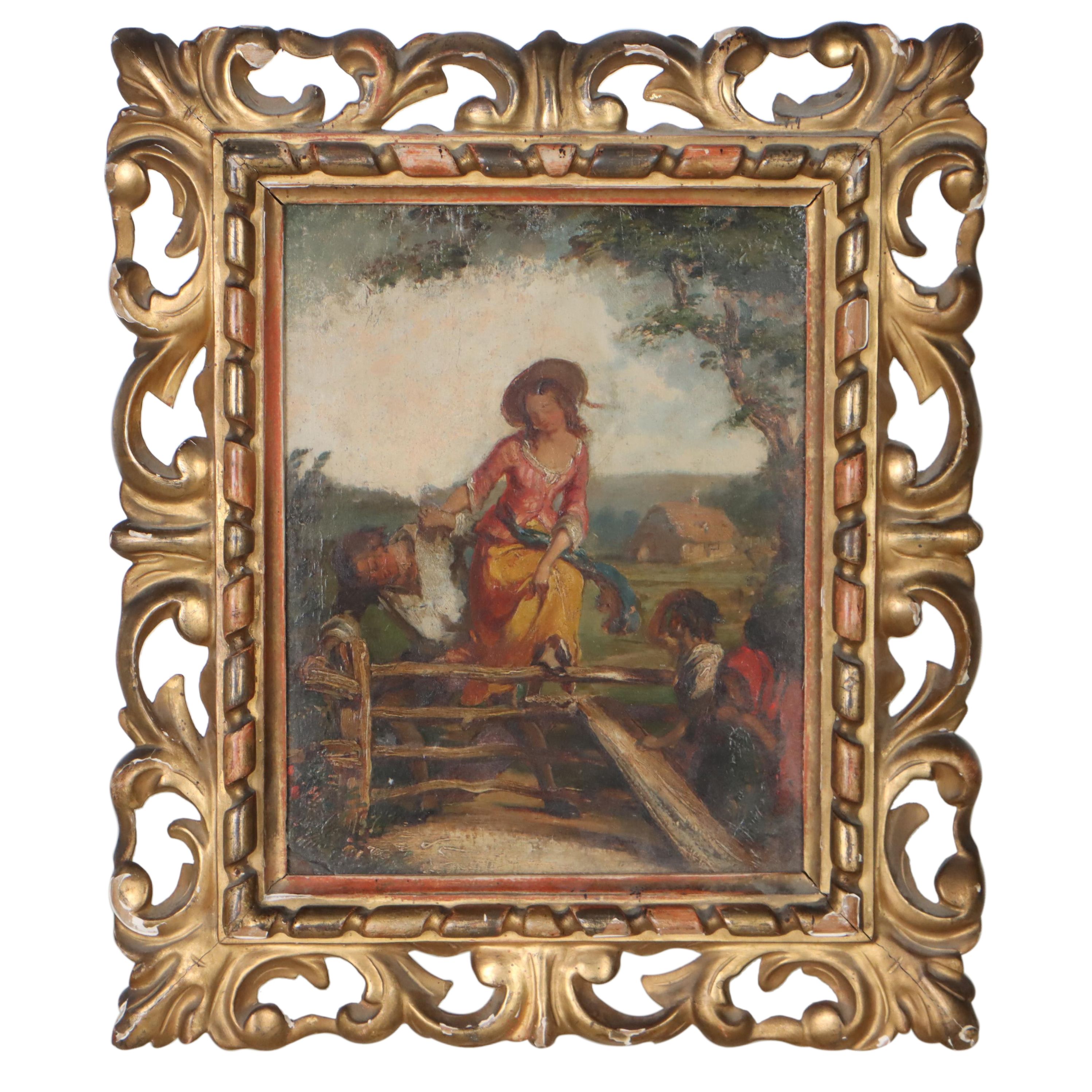 Narrative Countryside Oil Painting, Late 18th Century