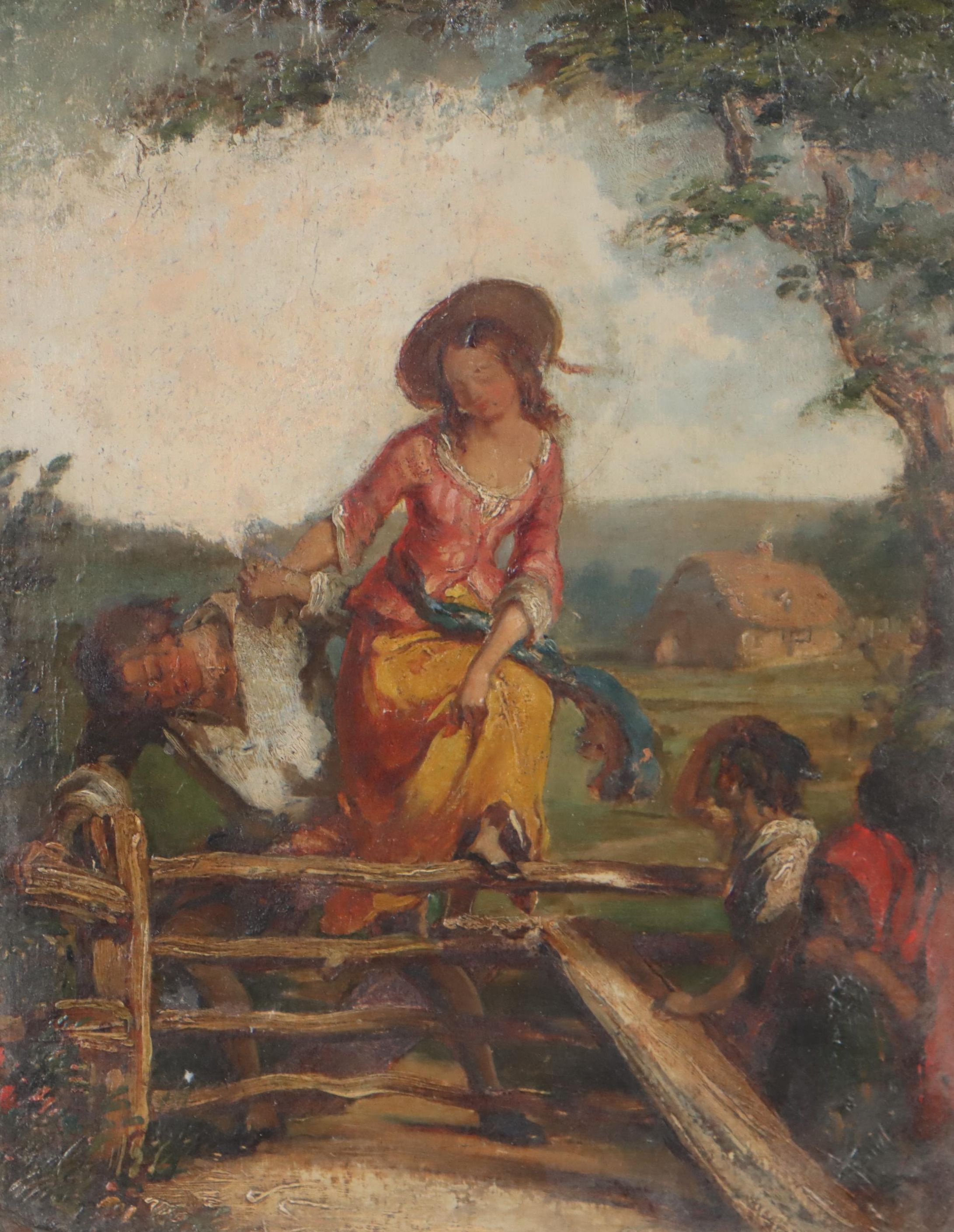 Narrative Countryside Oil Painting, Late 18th Century