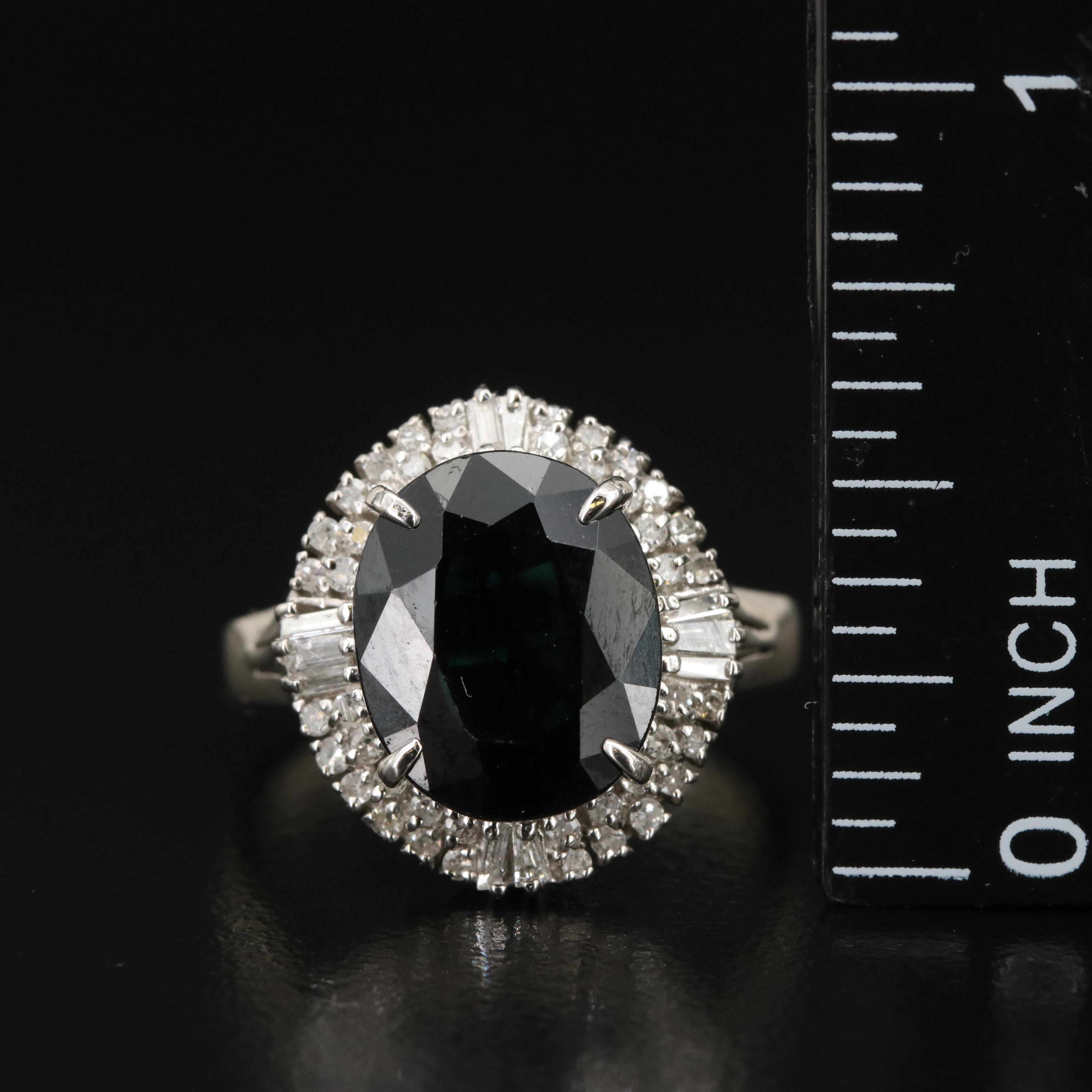 Platinum Sapphire and Diamond Oval Ring