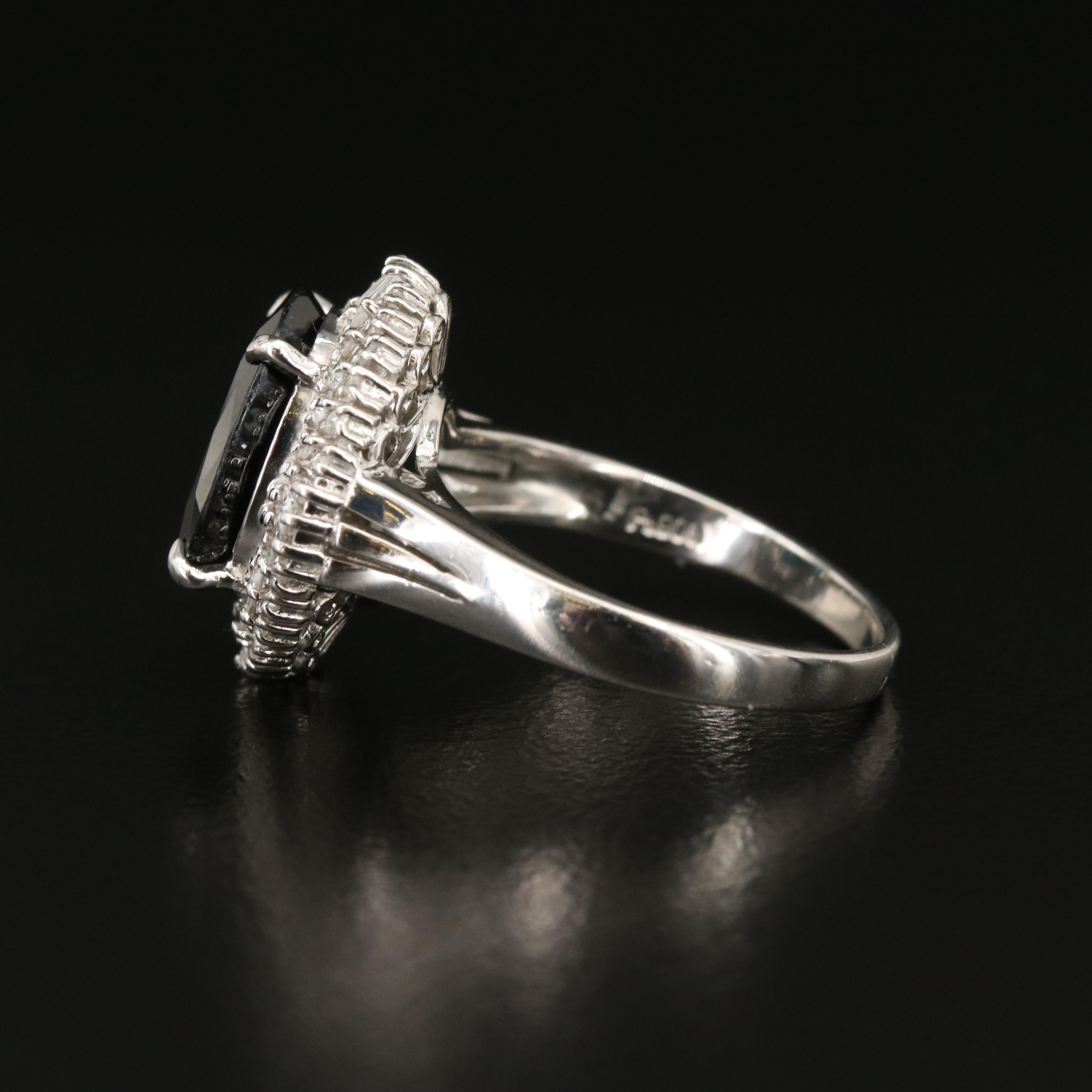 Platinum Sapphire and Diamond Oval Ring