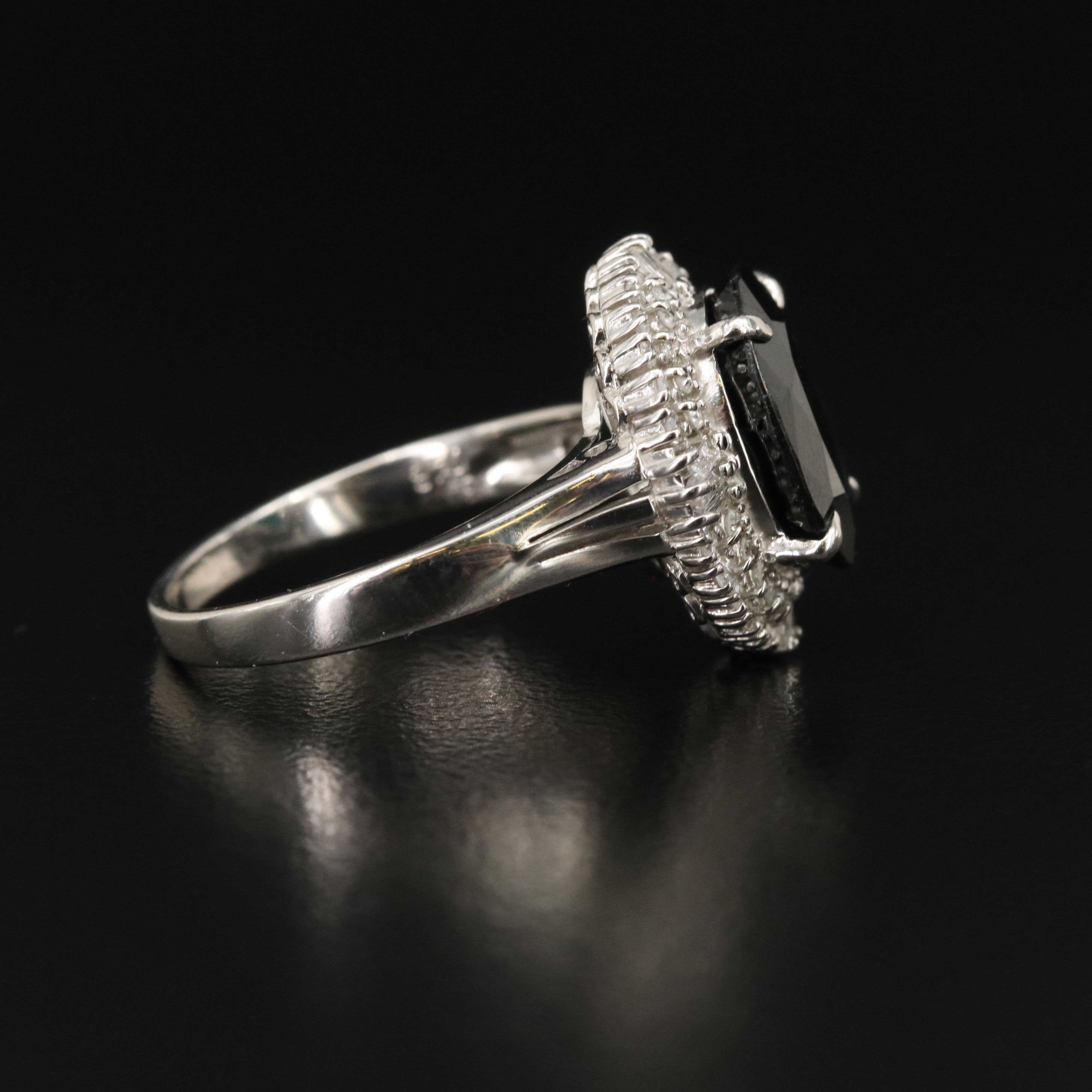Platinum Sapphire and Diamond Oval Ring