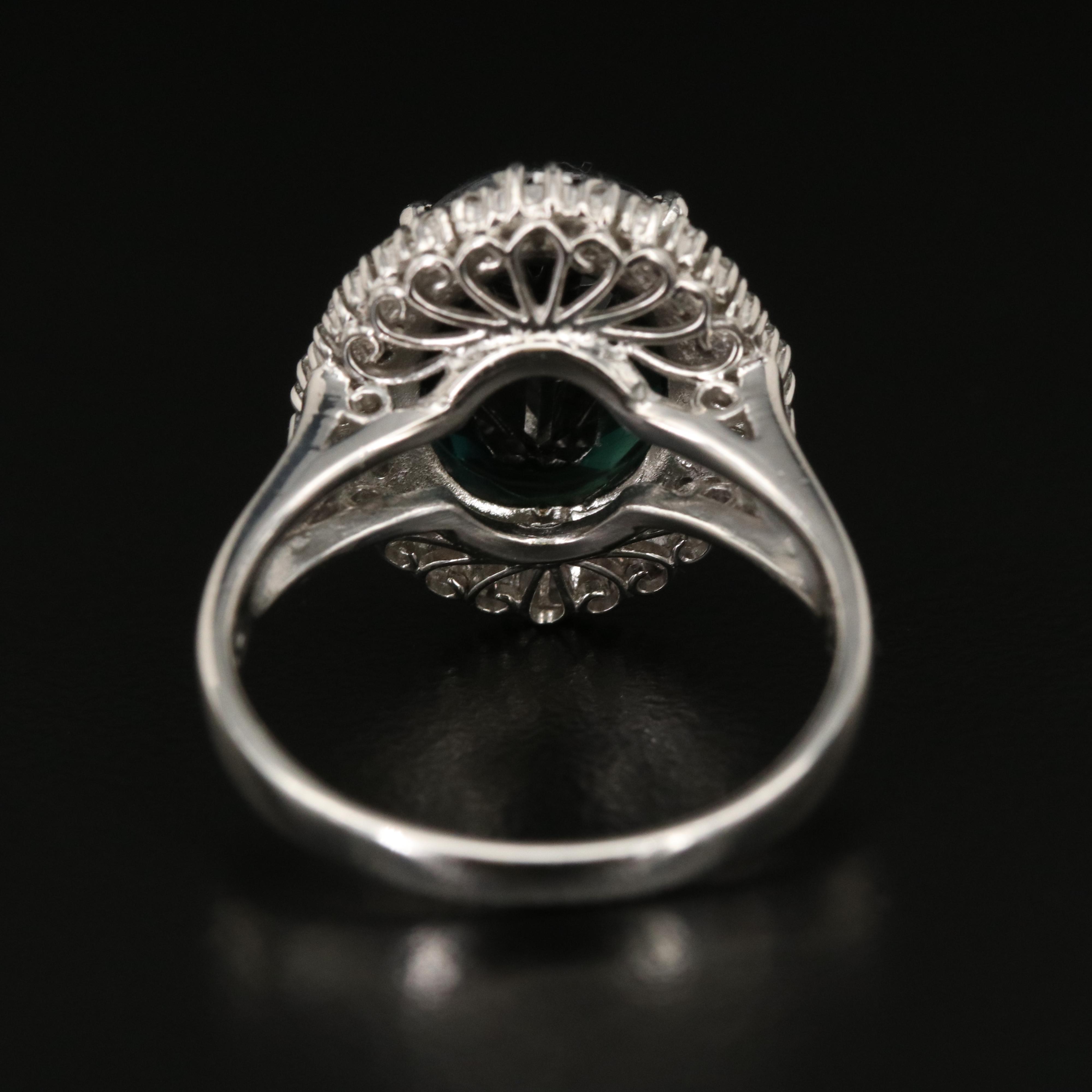 Platinum Sapphire and Diamond Oval Ring