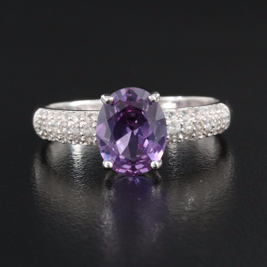 Sterling Color Changing Sapphire and Zircon Ring