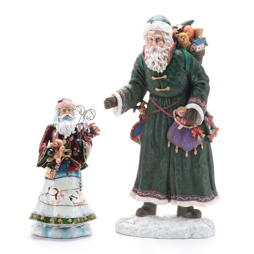 Cast Resin and Metal Santa Claus Figurines