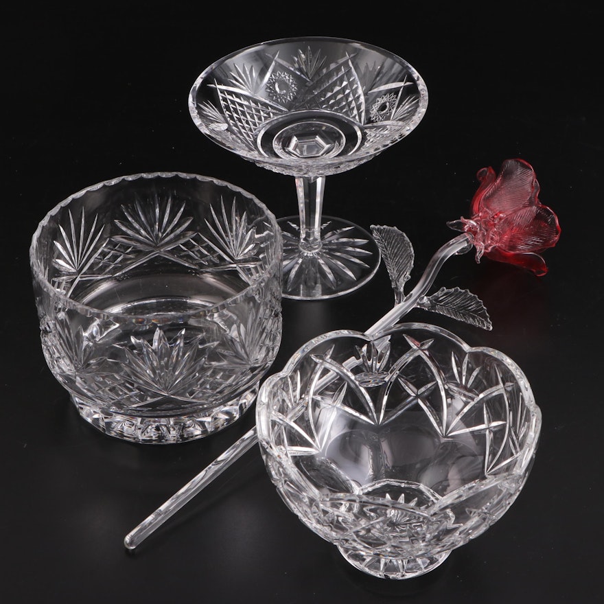 Waterford Crystal Compote, Footed Bowl, and "Fleurology" Flower and More