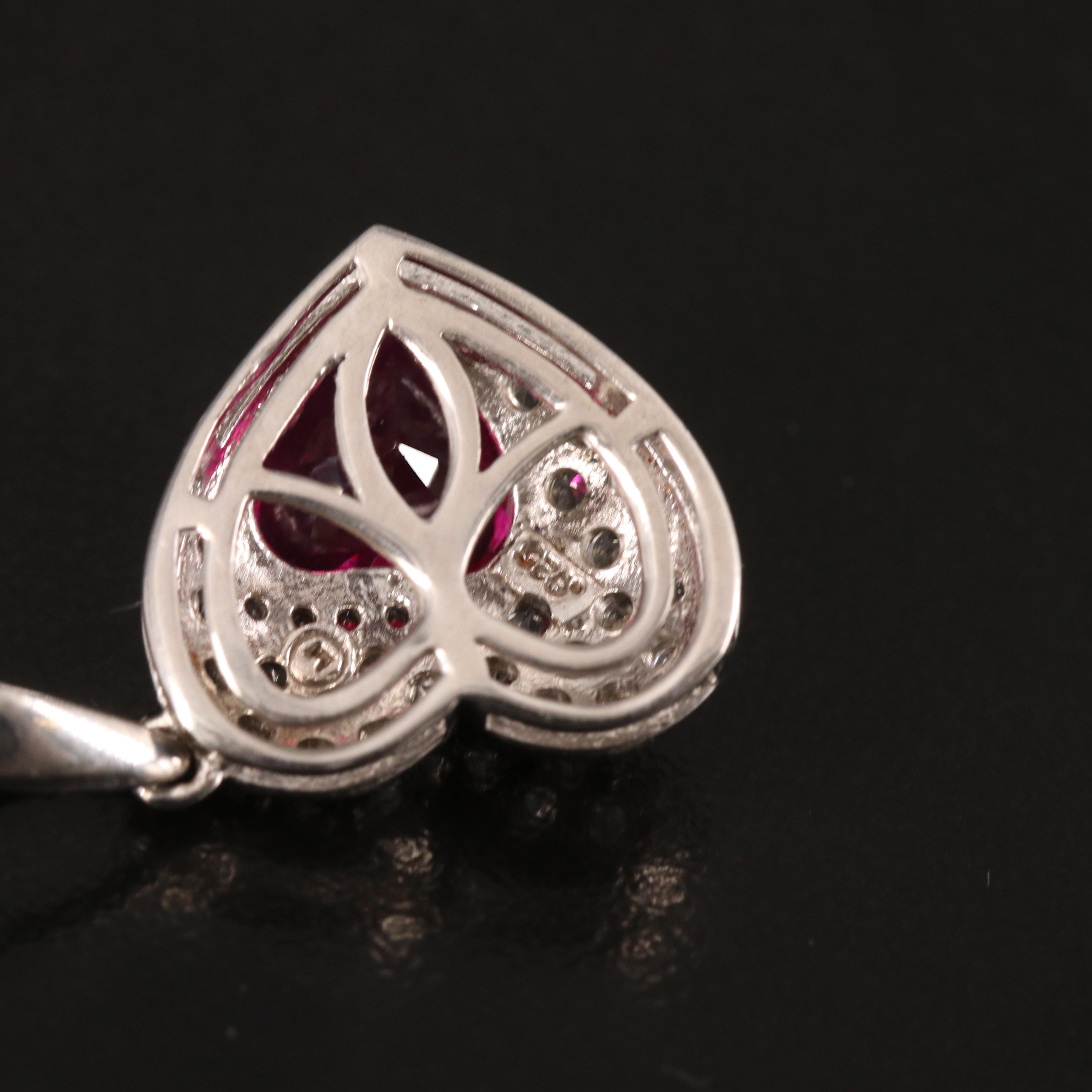 Sterling Ruby and Sapphire Heart Pendant Necklace