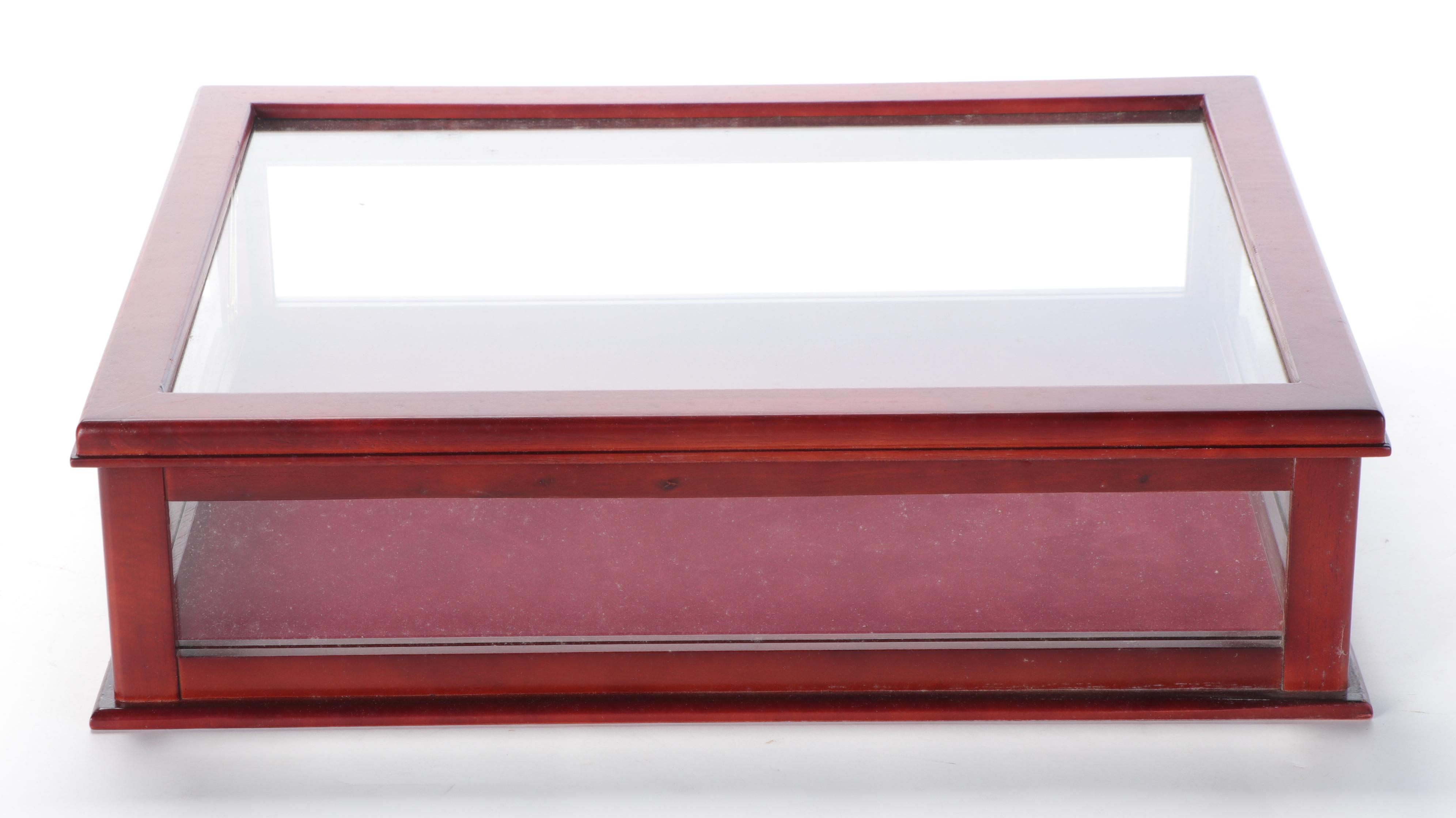 Table Top Display Cabinet with Hinged Glass Pane Lid