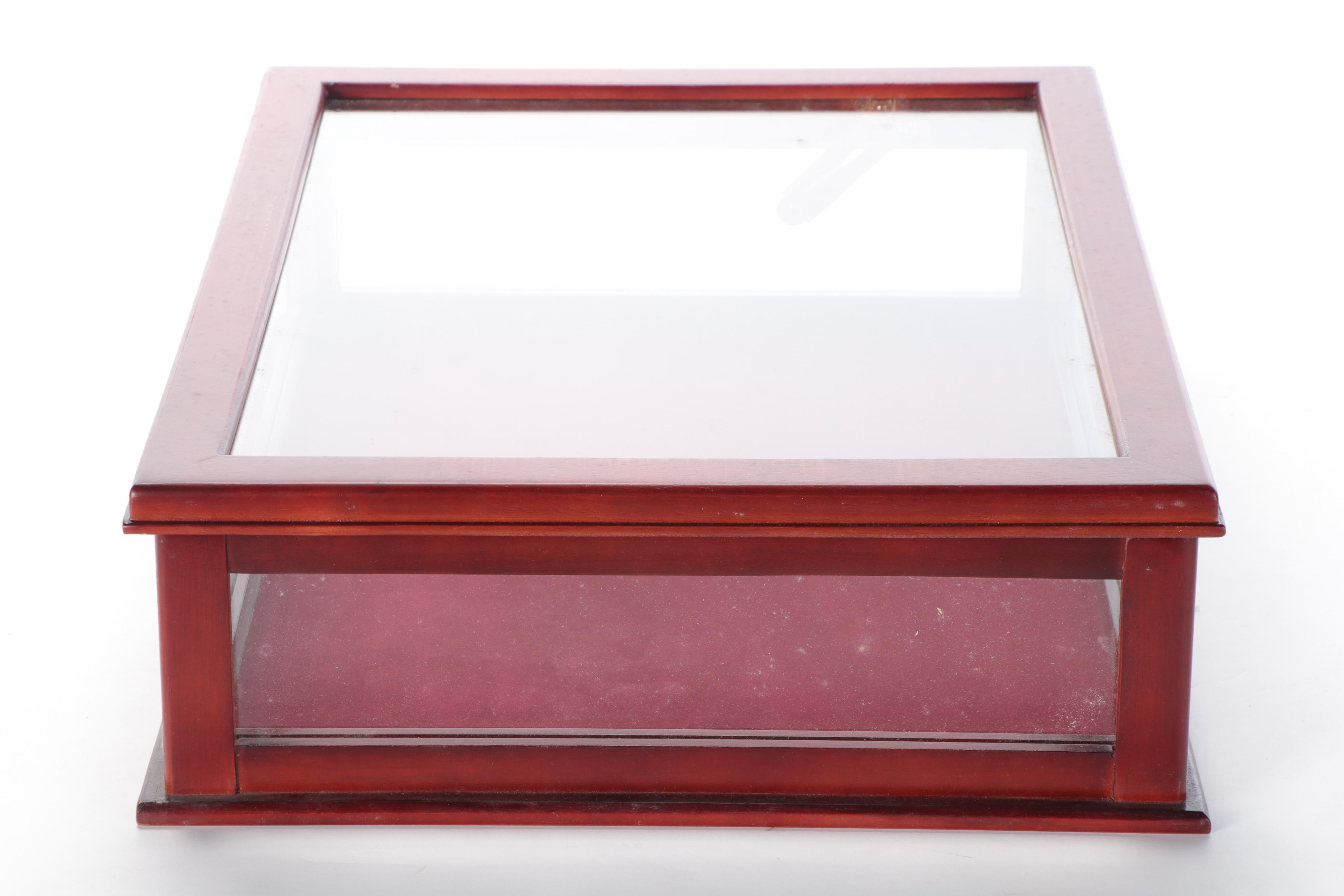 Table Top Display Cabinet with Hinged Glass Pane Lid