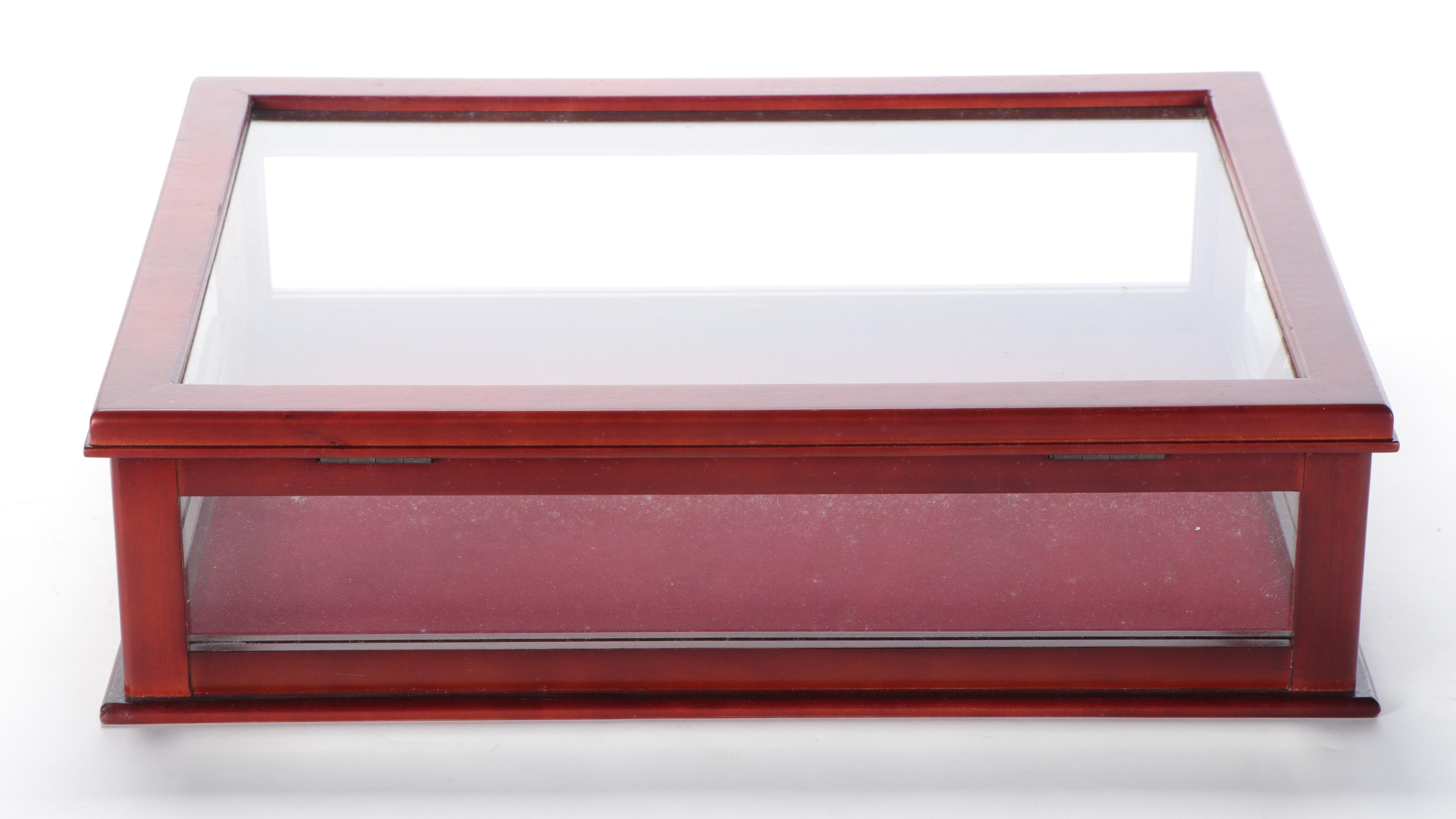 Table Top Display Cabinet with Hinged Glass Pane Lid