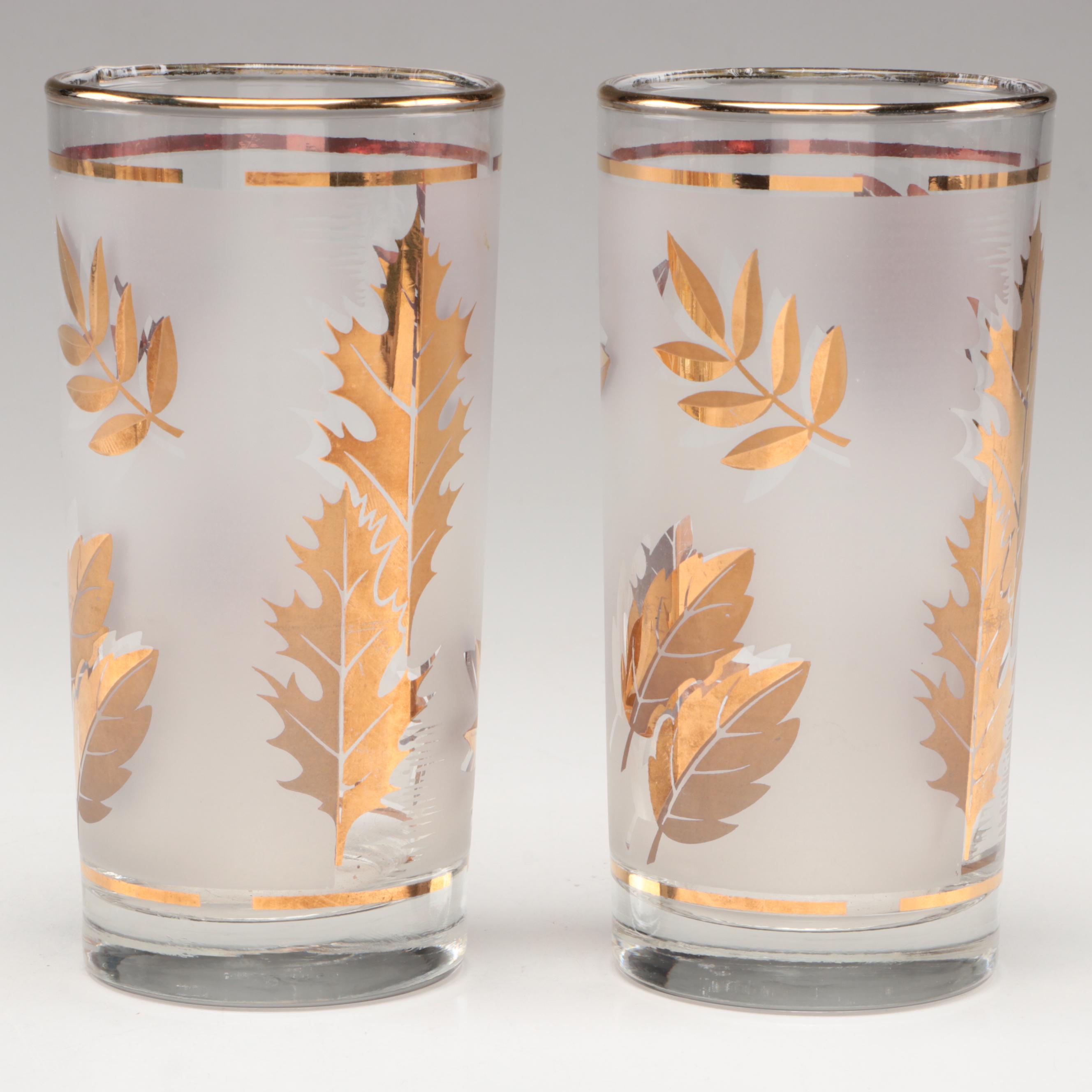 Libbey "Golden Foliage" Glass Tumblers with Caddy, Décor