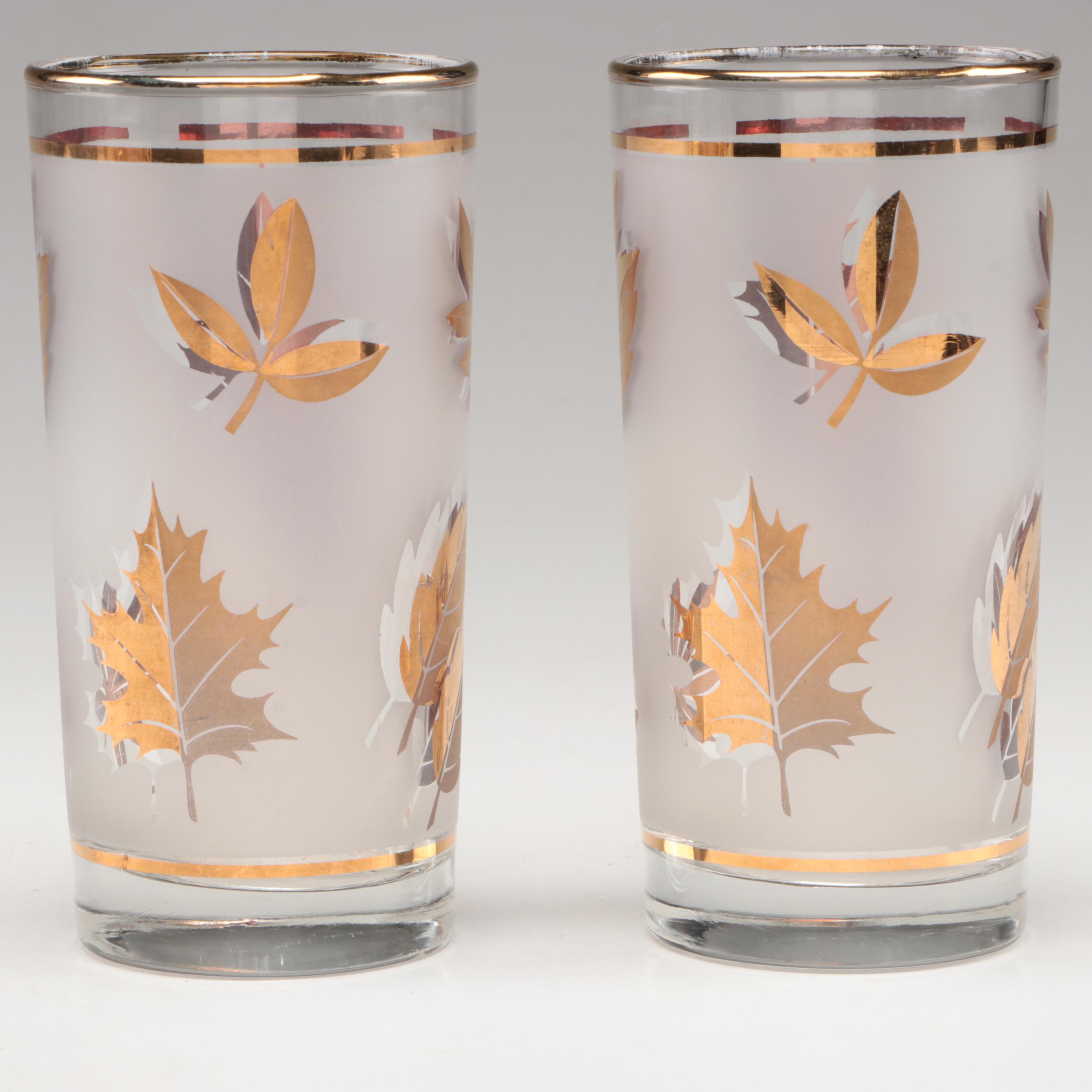 Libbey "Golden Foliage" Glass Tumblers with Caddy, Décor