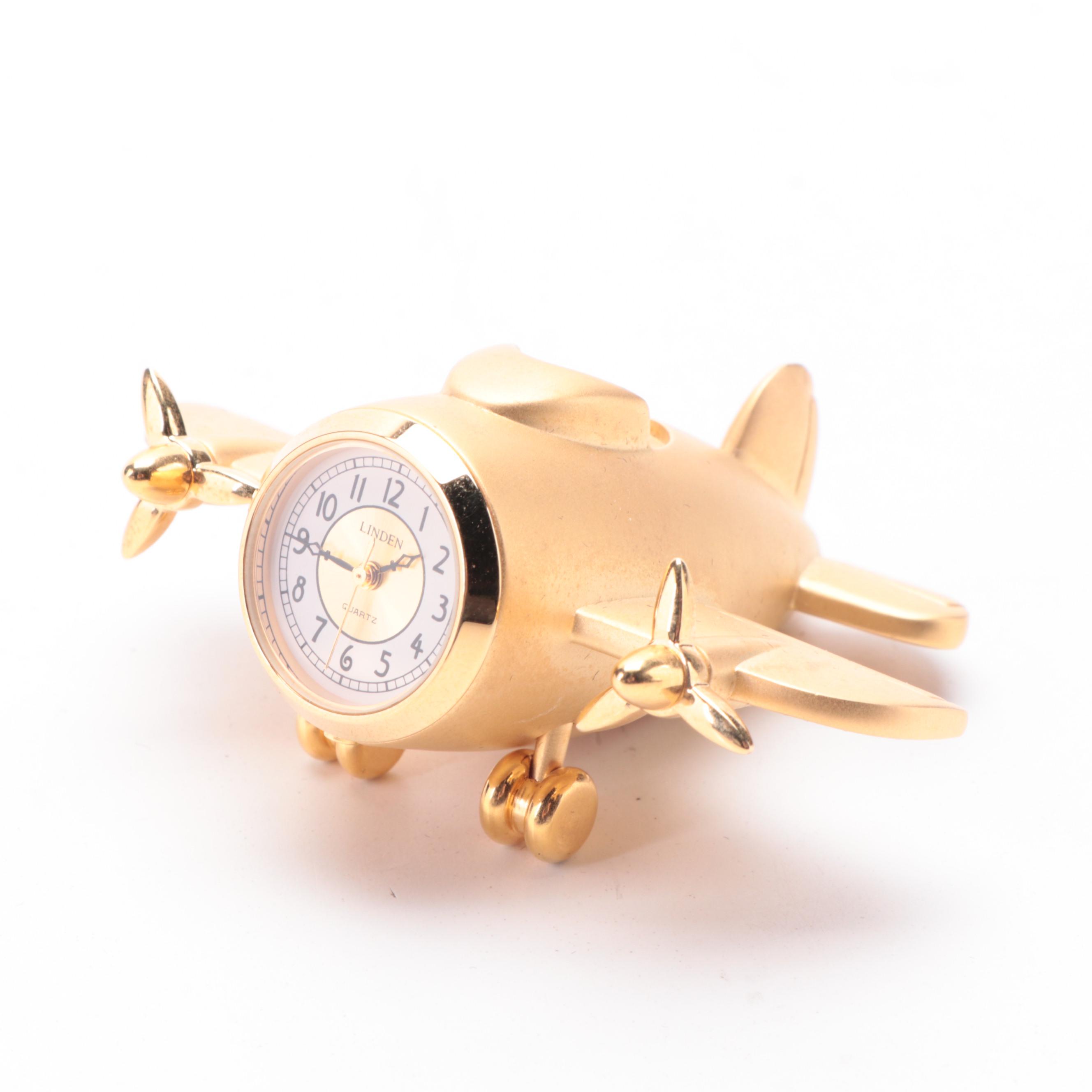 Bulova, Bey-Berk and Linden Miniature Brass Clocks in Original Boxes