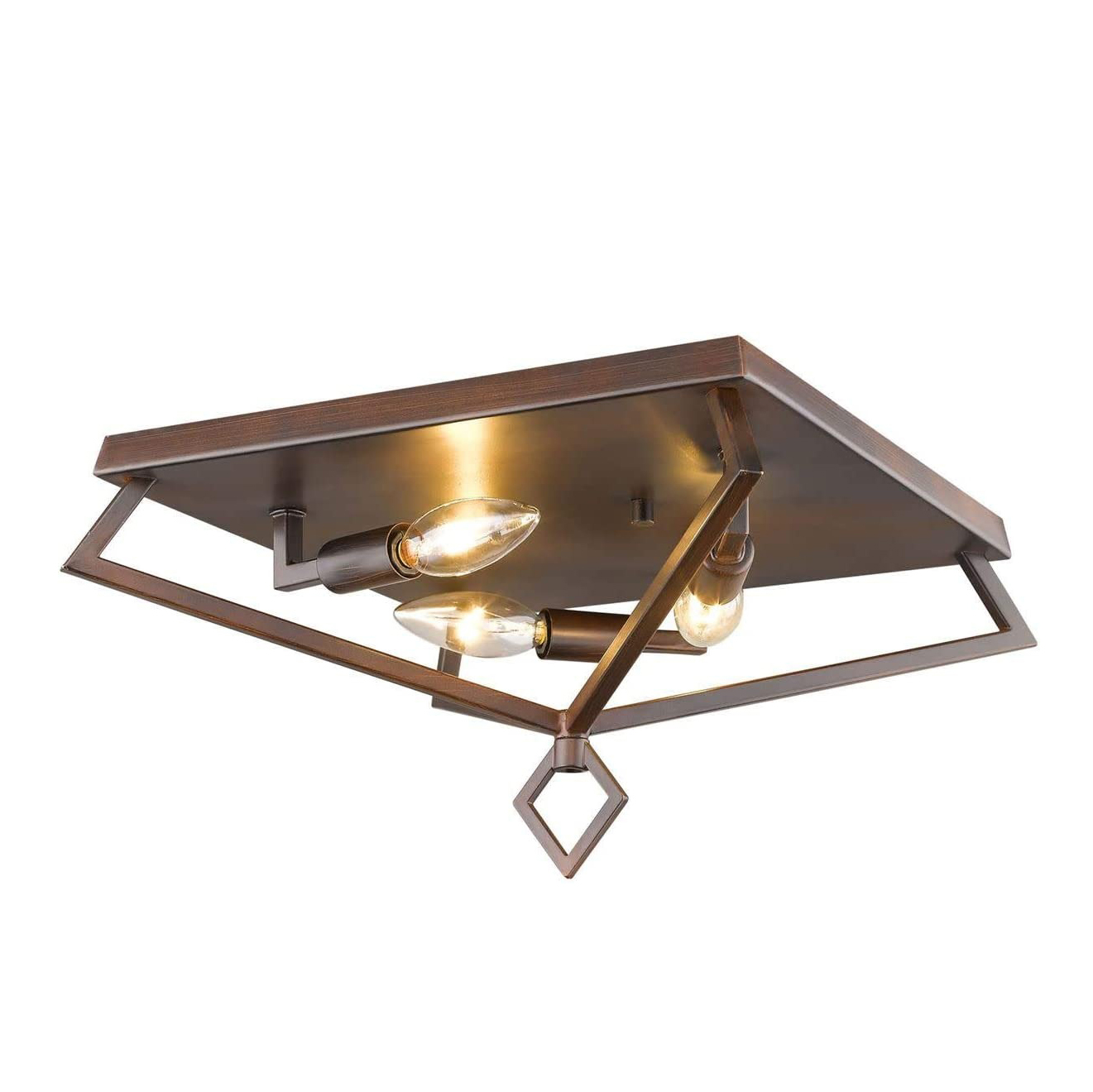 Pair of Millennium Lighting Ritner Rubbed Bronze Flush Mount Ceiling Lights