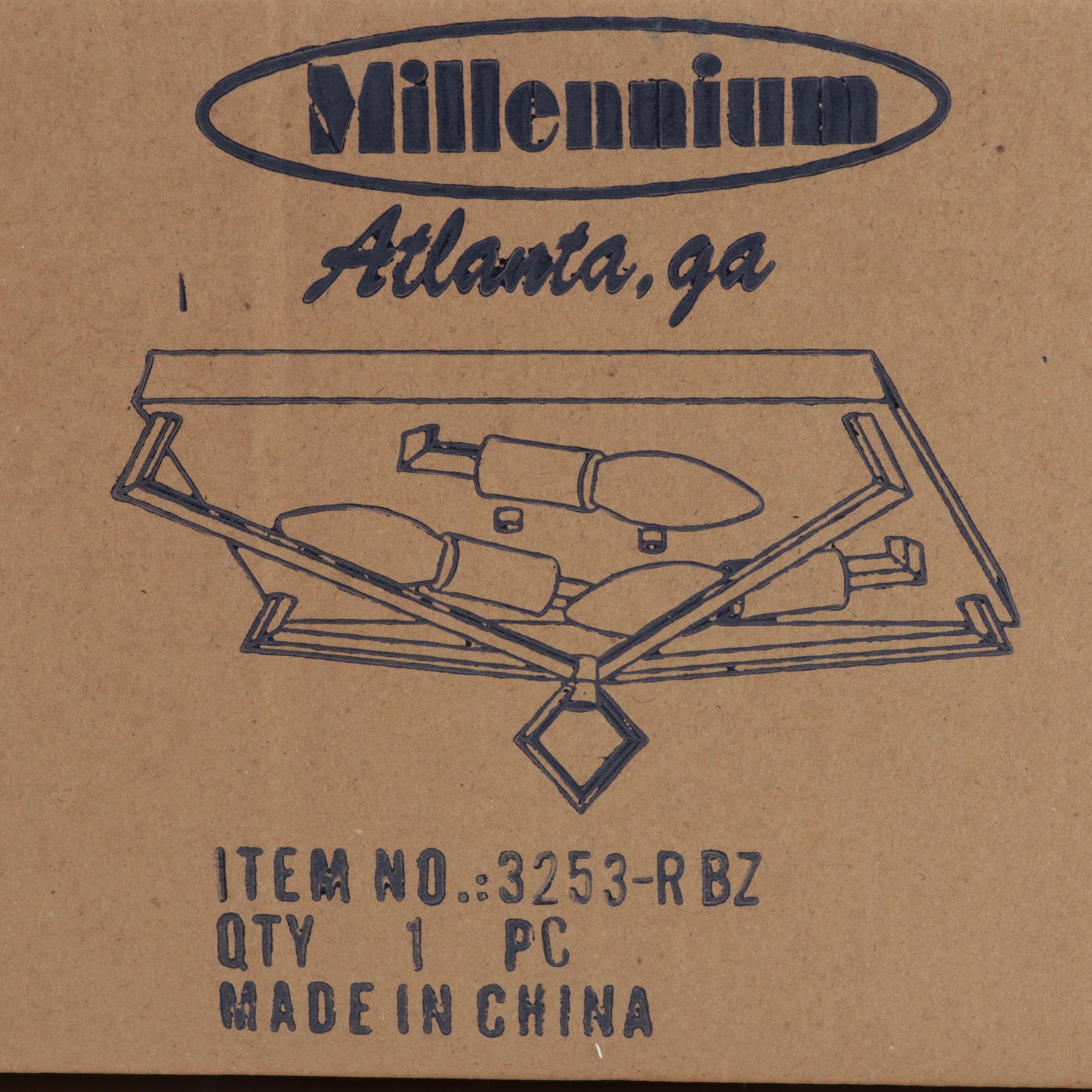 Pair of Millennium Lighting Ritner Rubbed Bronze Flush Mount Ceiling Lights