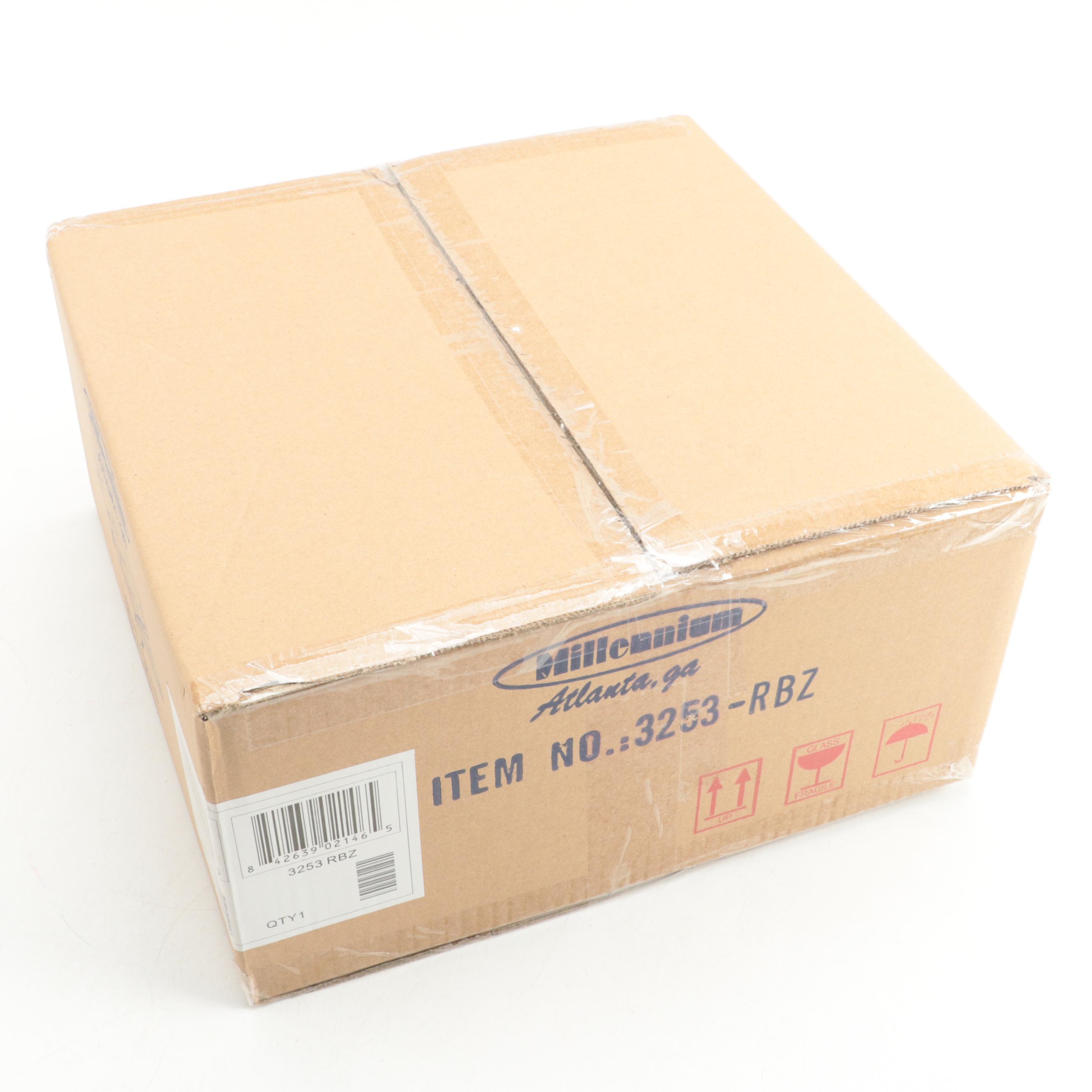 Pair of Millennium Lighting Ritner Rubbed Bronze Flush Mount Ceiling Lights